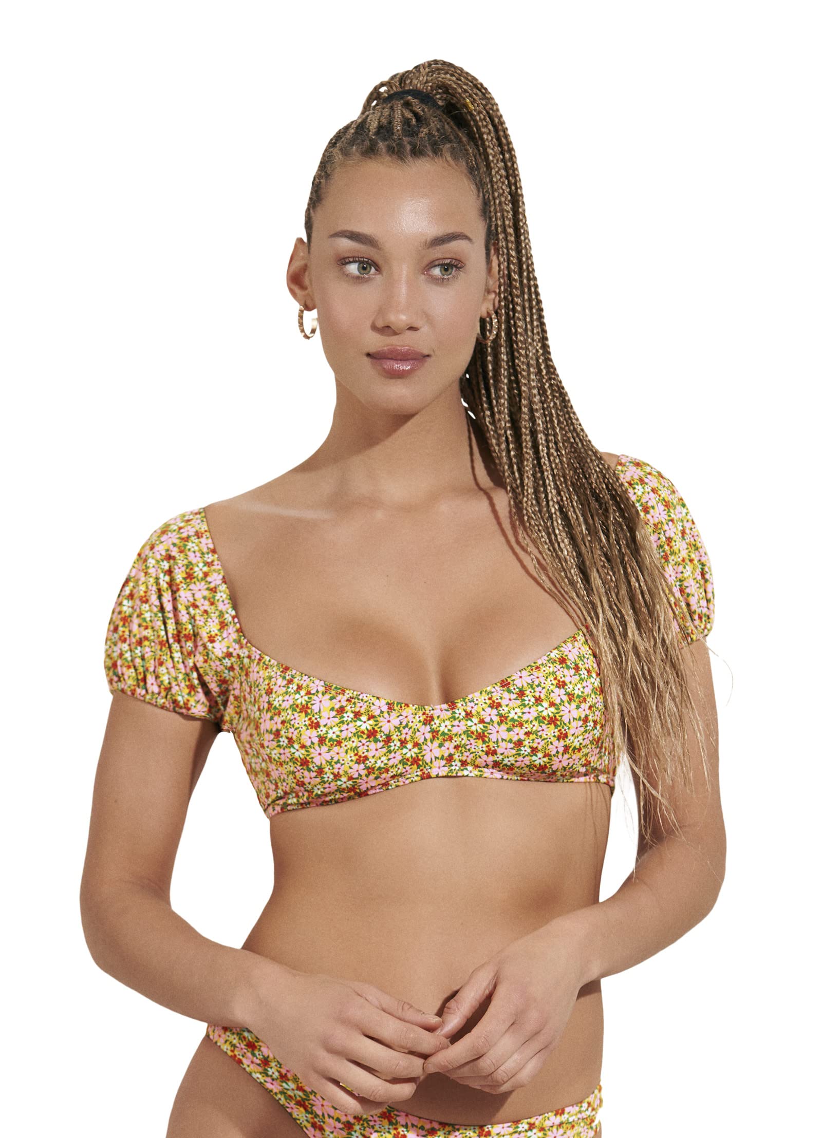 Maaji Women's Puff Sleeve Crop Top - Breathable Summer Blouse for Casual Wear, Beach Outfits & Music Festivals | Trendy Streetwear Fashion Top
