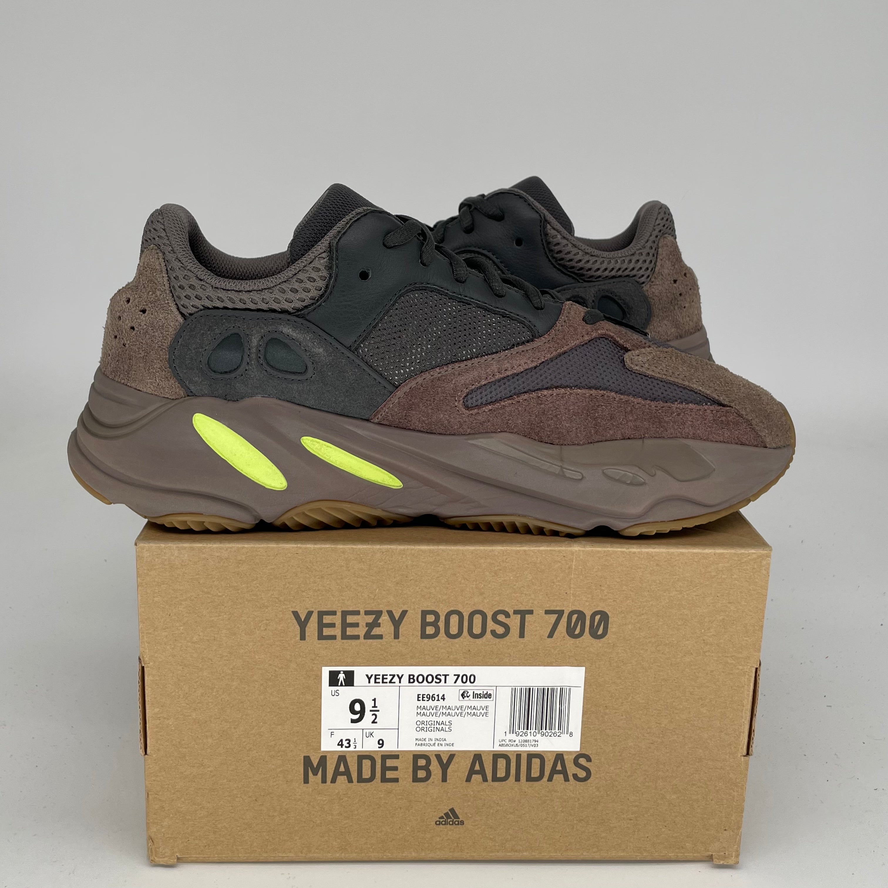 Adidas Yeezy 700 Mauve Sneakers - Men's Size 9.5 (EE9614) | Boost Cushioning & Retro Style for Running, Walking & Streetwear Fashion