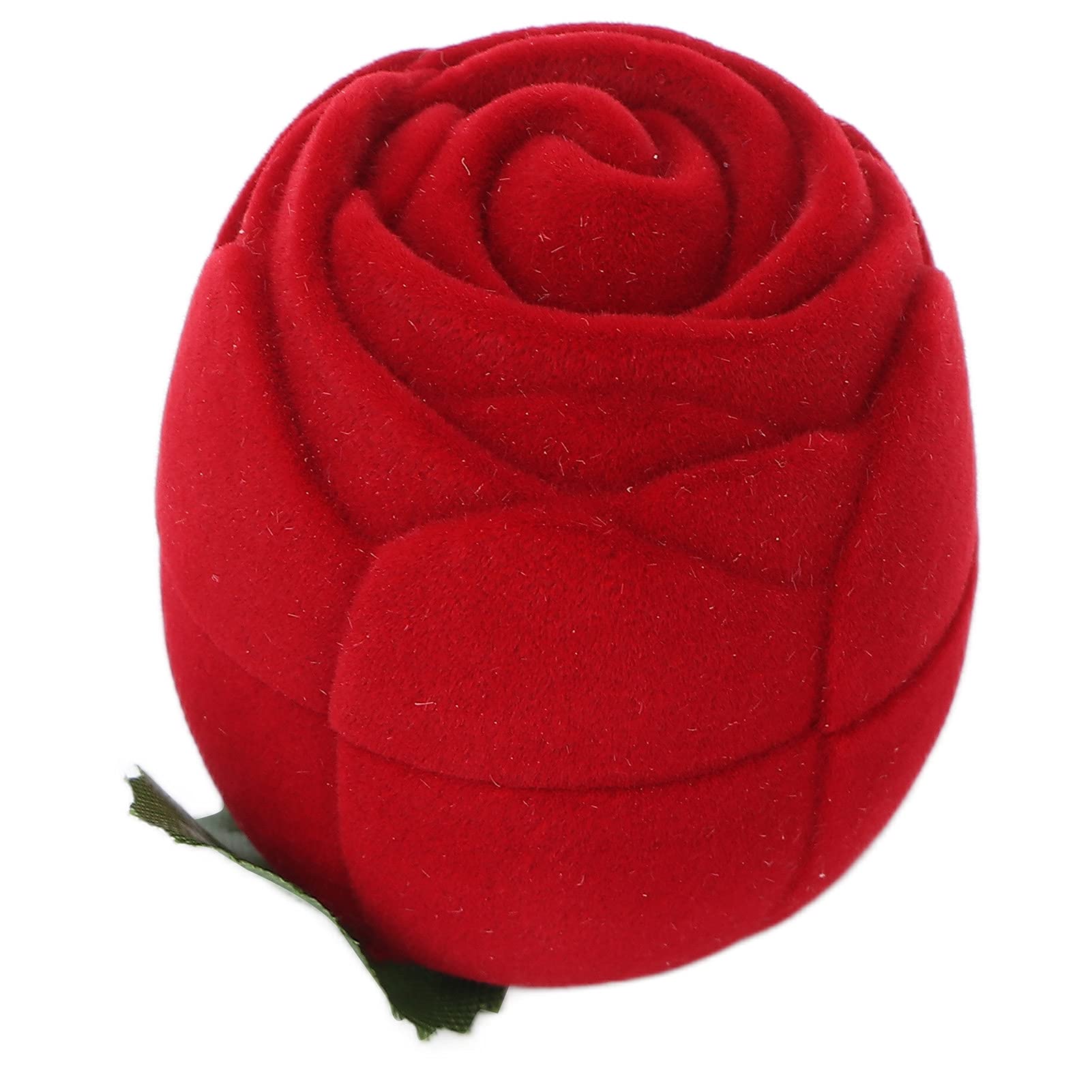 Flocked Rose-Shaped Wedding Ring Box - Small Portable Jewelry Gift Box for Earrings, Necklaces & Rings - Perfect for Anniversaries, Valentine's Day & Birthdays - Elegant Proposal & Wedding Accessory