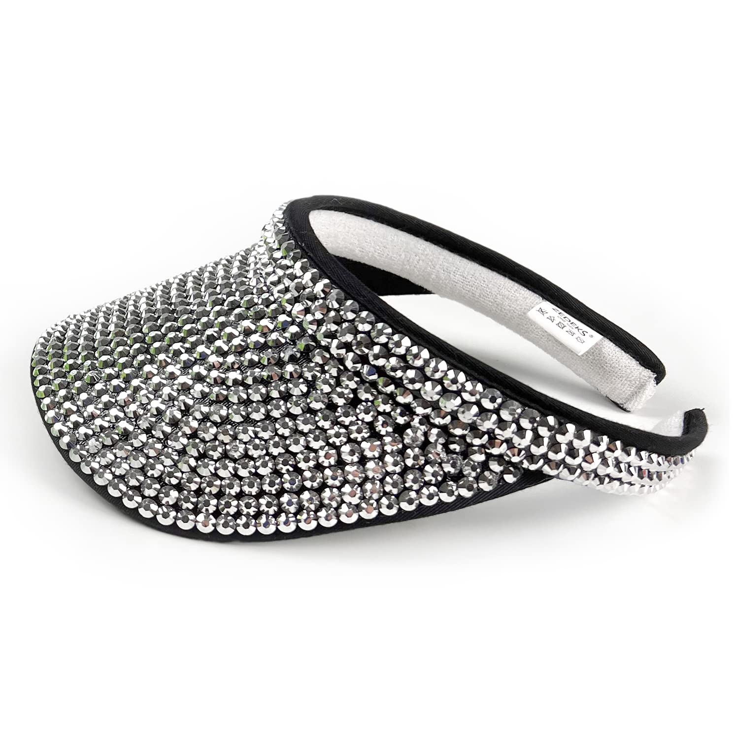 Sparkly Victoria Sun Visor Hat for Women - Rhinestone Embellished UPF 50+ UV Protection Beach Hat - Fashionable Outdoor Golf & Sports Visor - Perfect for Pool Parties, Summer Vacations and Outdoor Activities