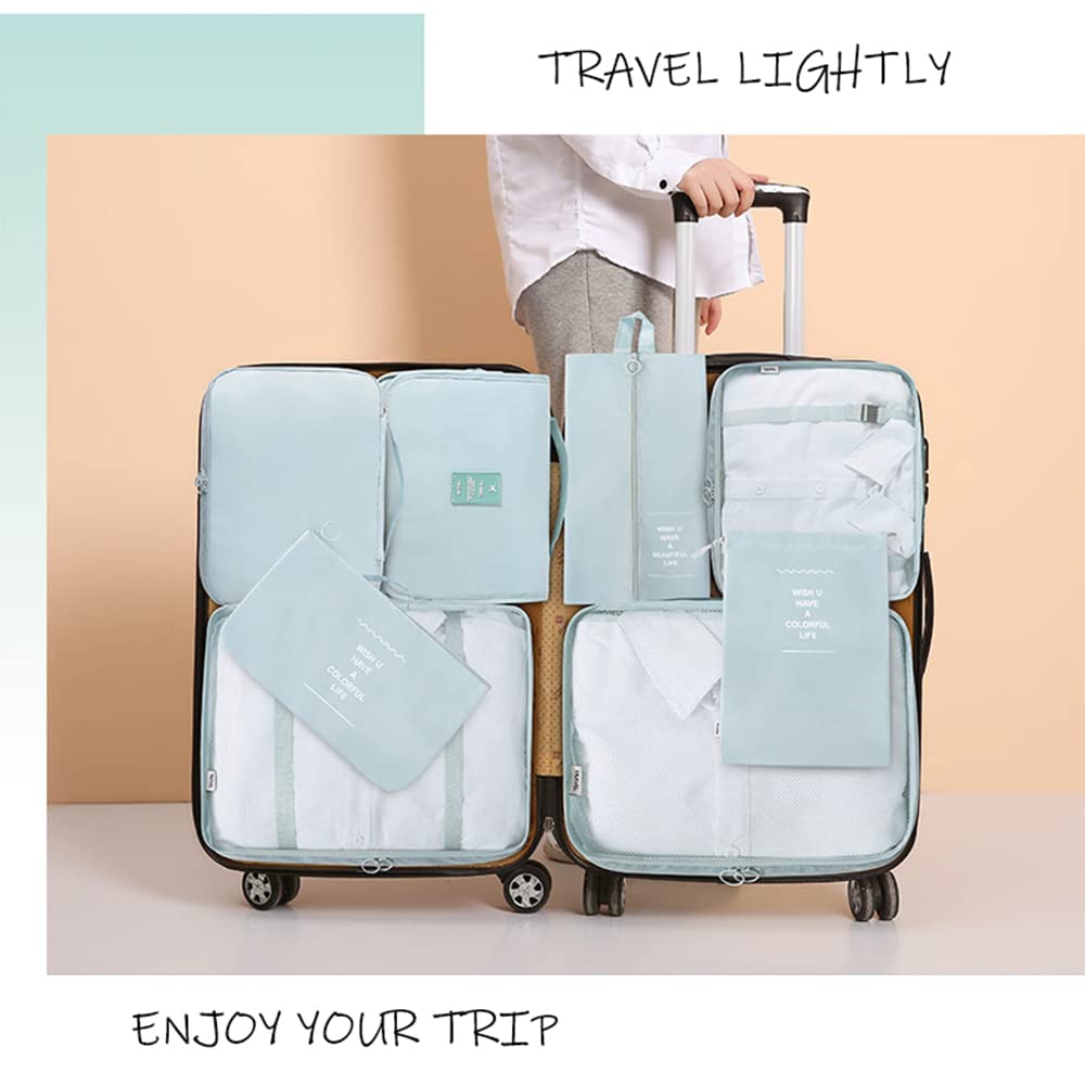 8-Piece Travel Packing Cubes Set - Lightweight Luggage Organizers for Suitcases with Bonus Toiletries Bag | Perfect for Clothes, Shoes & Cosmetics | Ideal for Business Trips, Vacations & Weekend Getaways