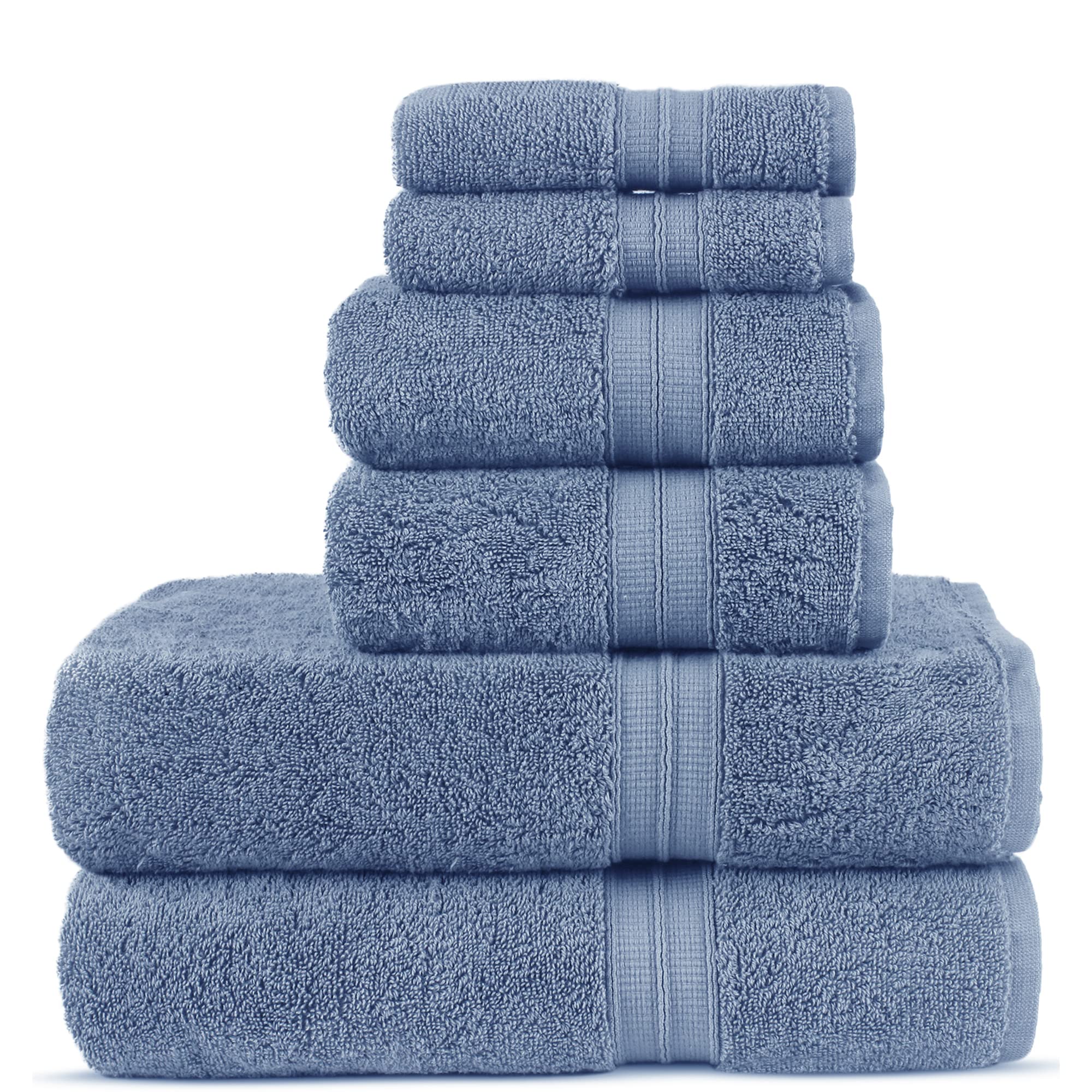 Premium Cotton Turkish Towels - Ultra Soft & Highly Absorbent 6-Piece Bath Towel Set (Wedgewood Blue) for Spa, Beach & Luxury Bathroom Decor