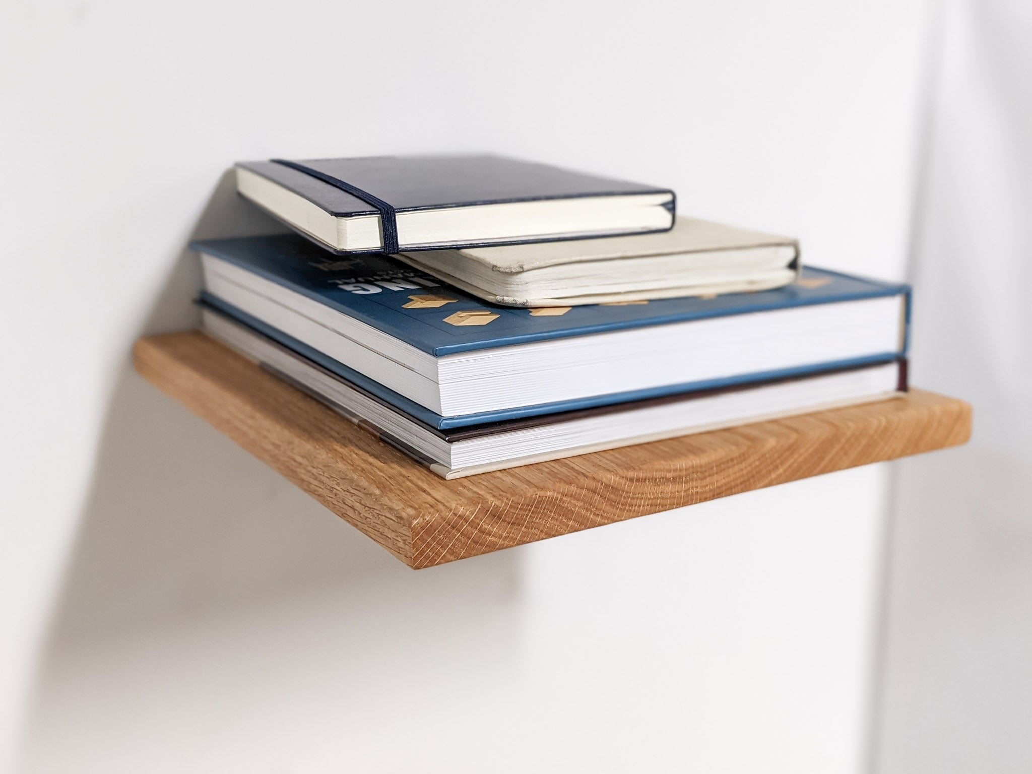 Thin Oak Floating Shelves - 16 Inch Length x 4 Inch Width | Rustic Wood Wall Shelves for Bathroom, Kitchen & Living Room Decor