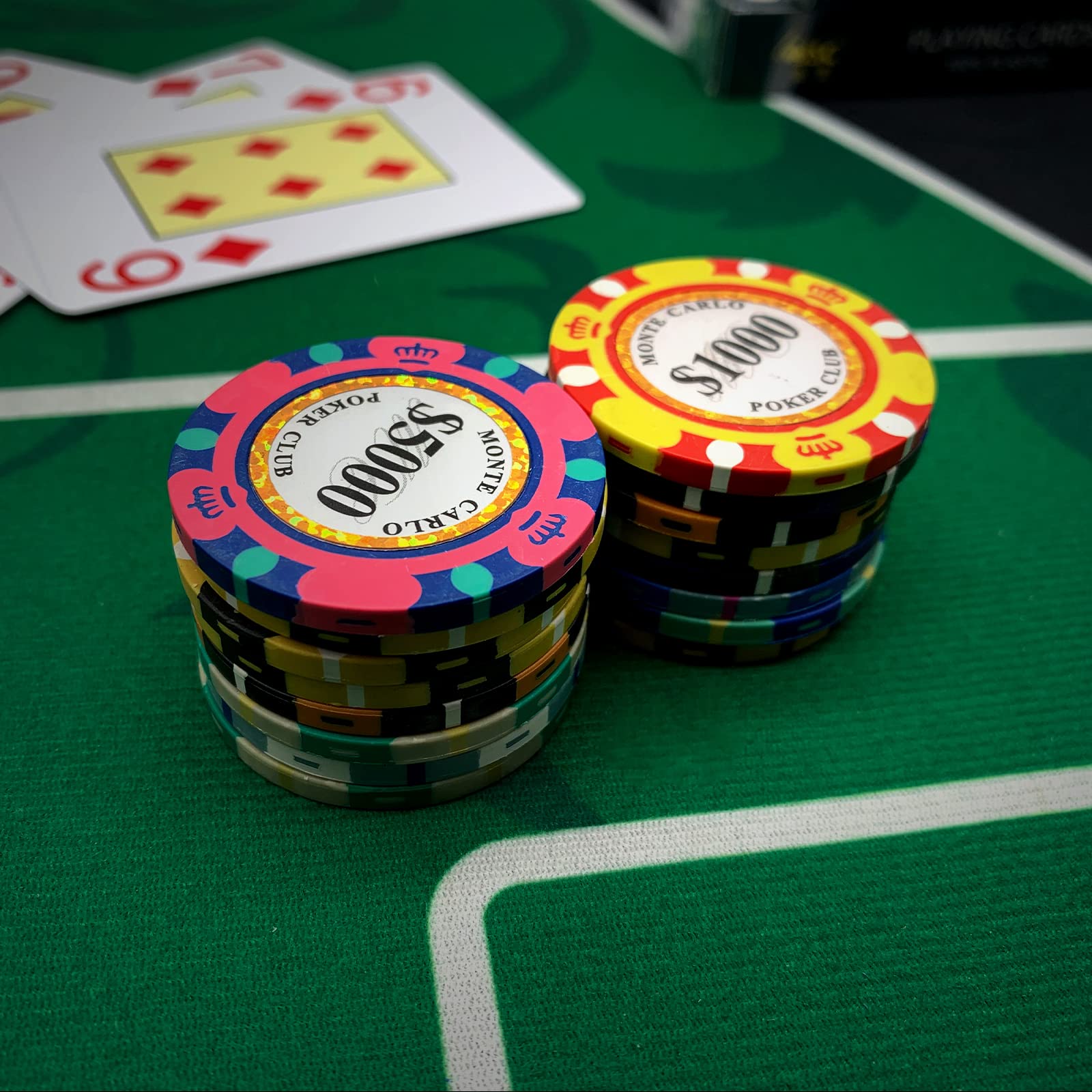 Premium 14 Gram Monte Carlo Clay Poker Chips - Set of 50 Casino Style Chips for Poker Nights, Home Games, and Casino Themed Parties
