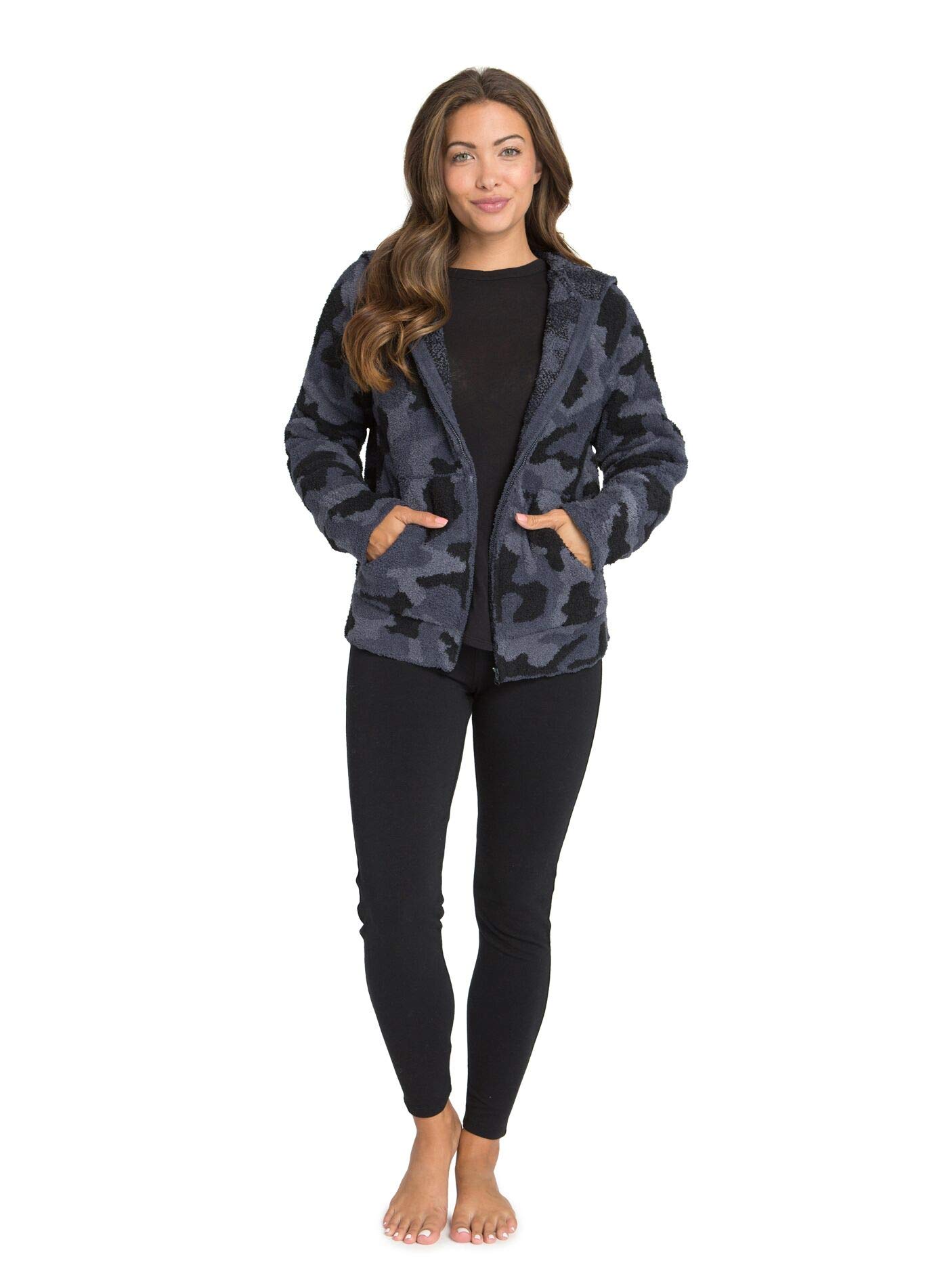 Barefoot Dreams CozyChic Women's Camouflage Hoodie - Soft Fleece Pullover for Lounge, Travel & Casual Wear