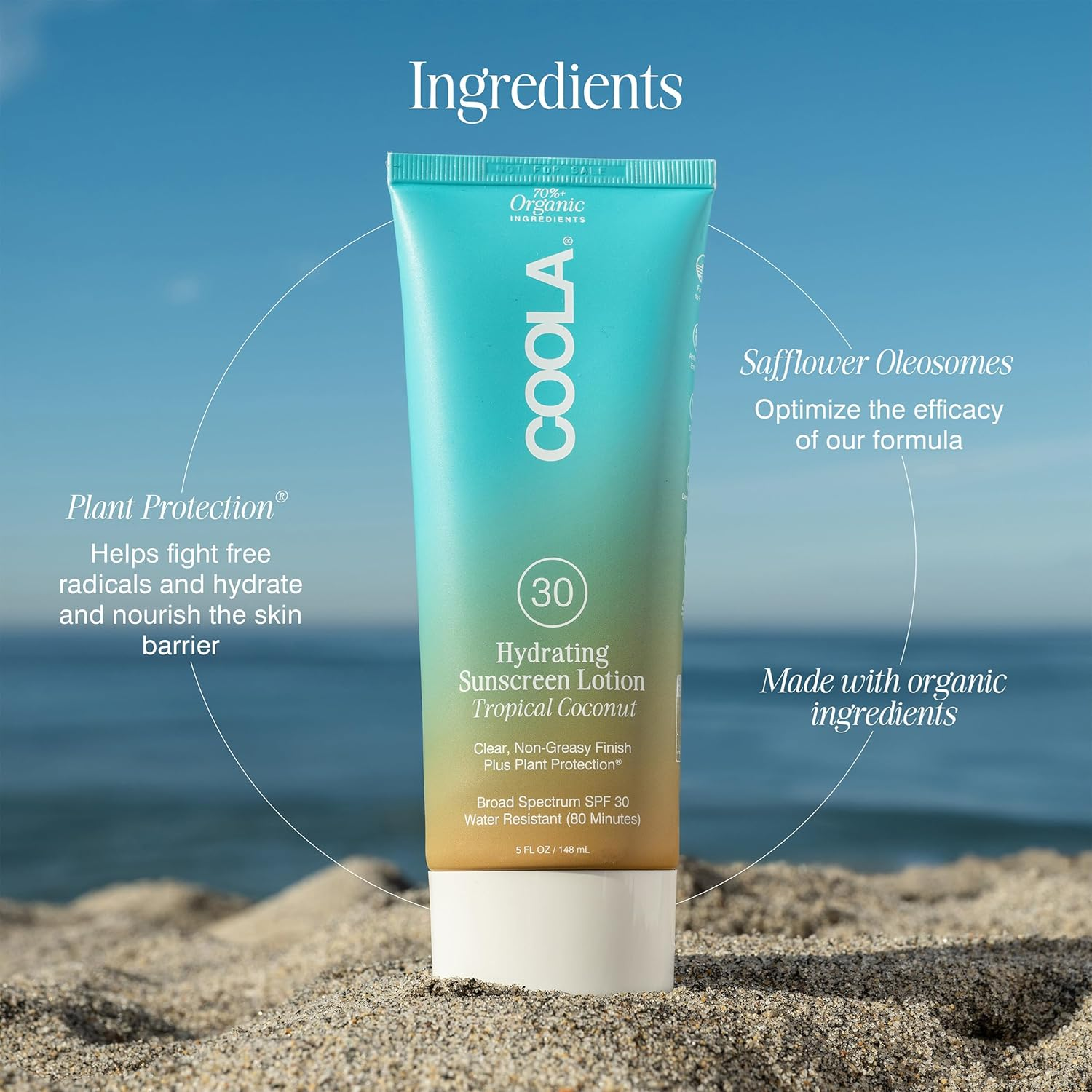 COOLA Classic Body Organic Sunscreen Lotion SPF 30 | Broad Spectrum UVA/UVB Protection | Water Resistant 80 Minutes | Reef Safe & Vegan | Perfect for Beach, Pool & Outdoor Activities