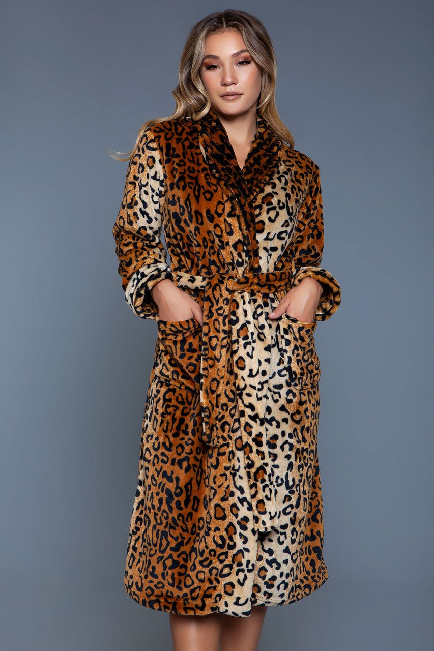 BeWicked Women's Leopard Print Robe 2071 | Soft & Sexy Lingerie Robe for Women | Perfect for Boudoir, Bridal Shower & Romantic Nights