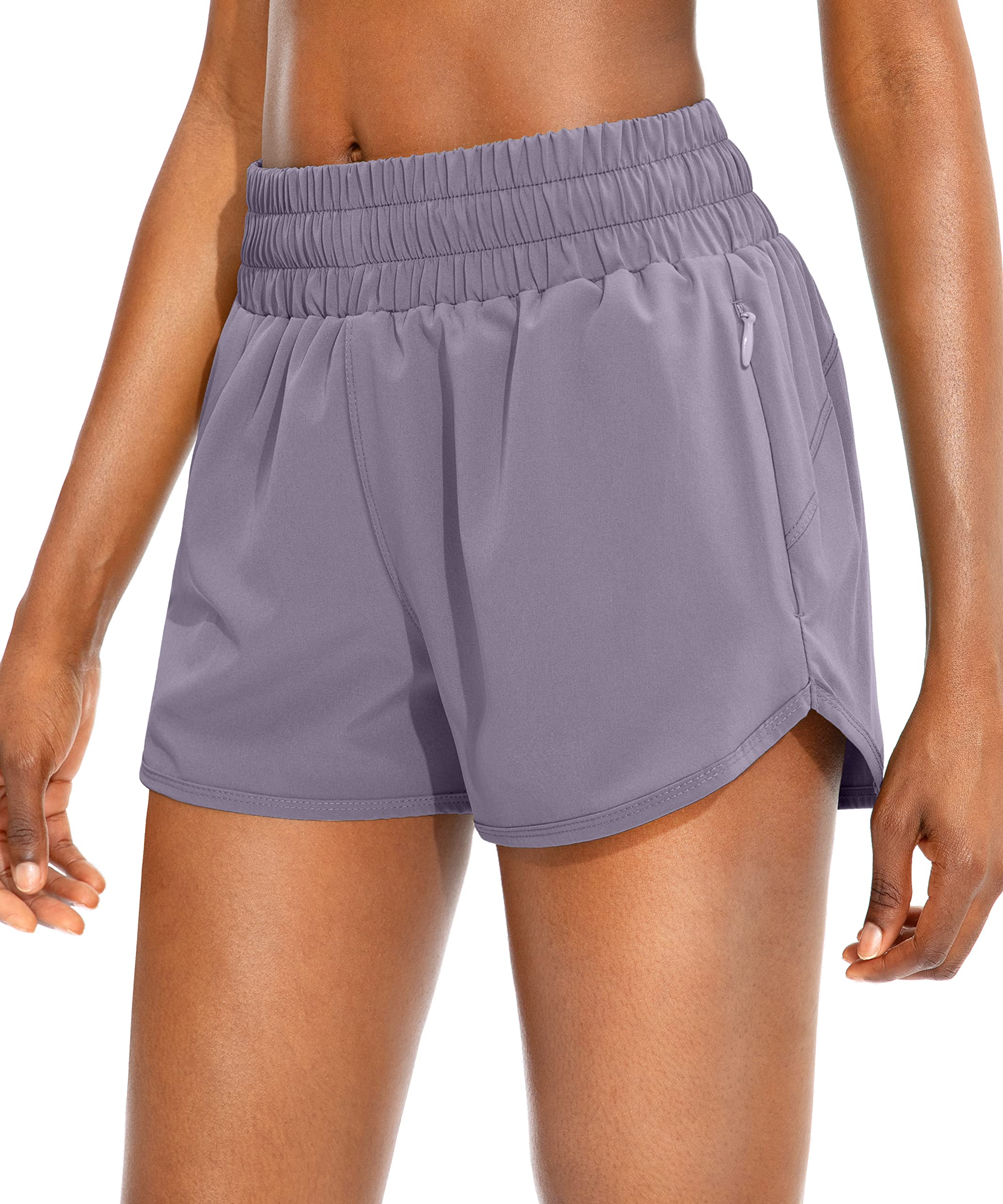 SANTINY High Waisted Running Shorts for Women with Zip Pockets - Athletic Workout Gym Shorts with Liner - Perfect for Jogging, Yoga & Fitness Training