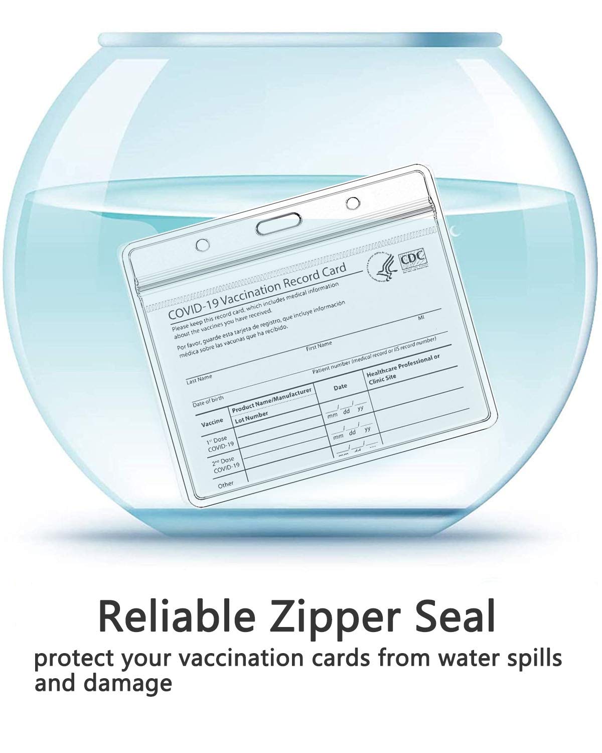 5-Pack Waterproof CDC Card Holder with Lanyard - for Vaccination & ID Protection, Travel & Events