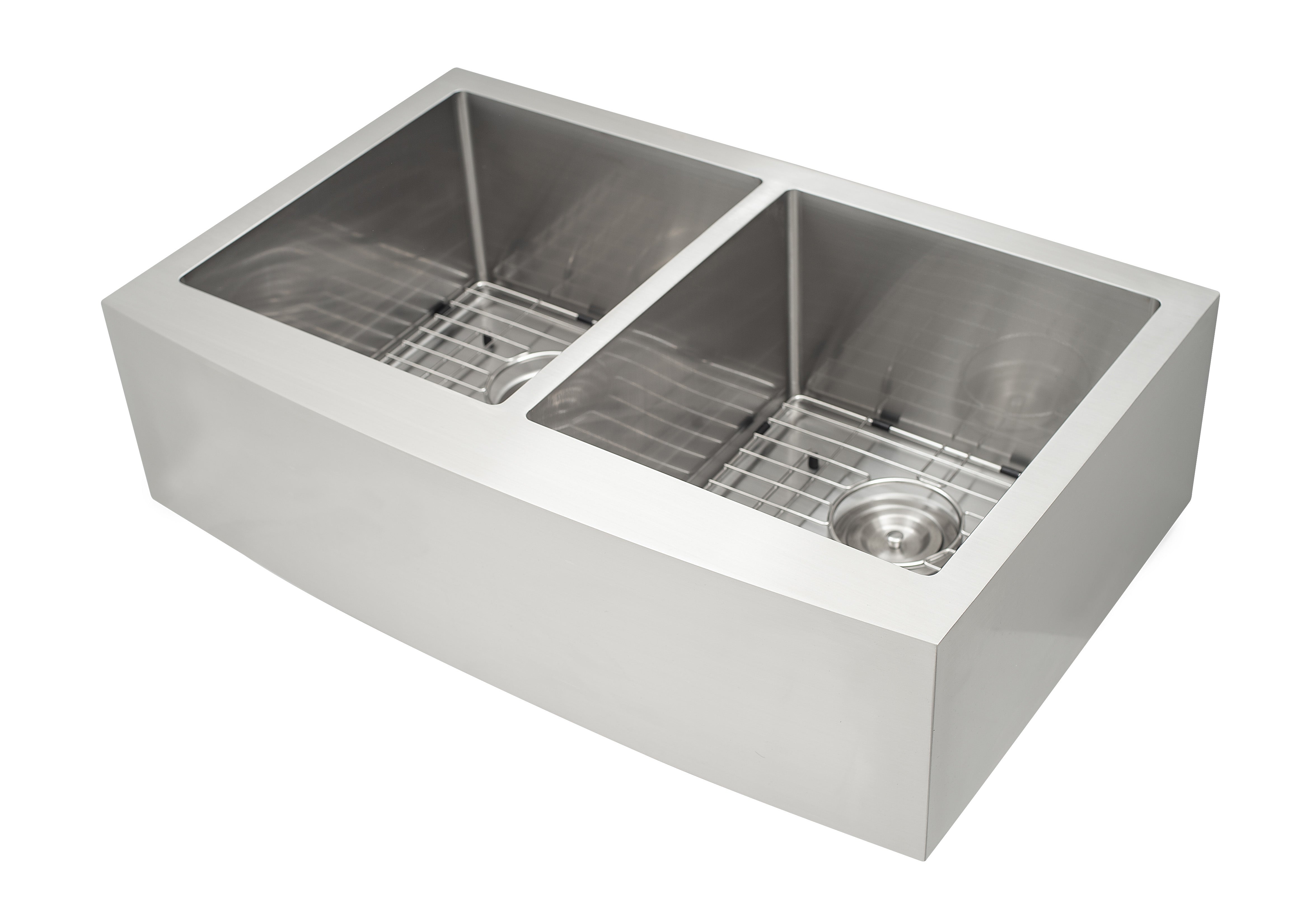 Prestige Series Farmhouse Apron Undermount Stainless Steel 33-Inch 50/50 Double Bowl Kitchen Sink with Grid & Strainer - Perfect for Rustic Kitchens, Food Prep, and Dishwashing