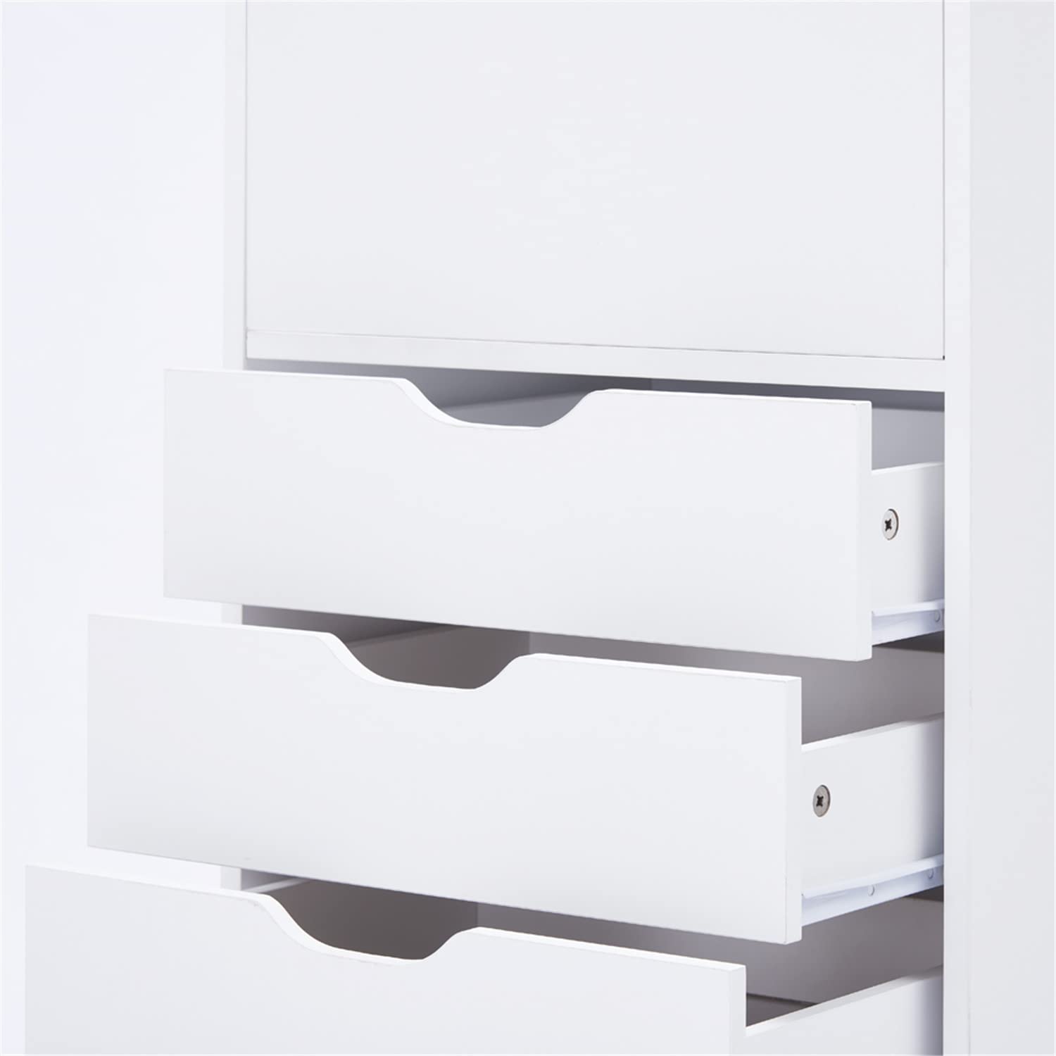 Naomi Home 6-Drawer Wooden Dresser with Wheels - White Makeup Storage Cabinet, Tall Chest of Drawers for Bedroom & Closet Organization | Perfect for Cosmetics, Jewelry & Clothing Storage