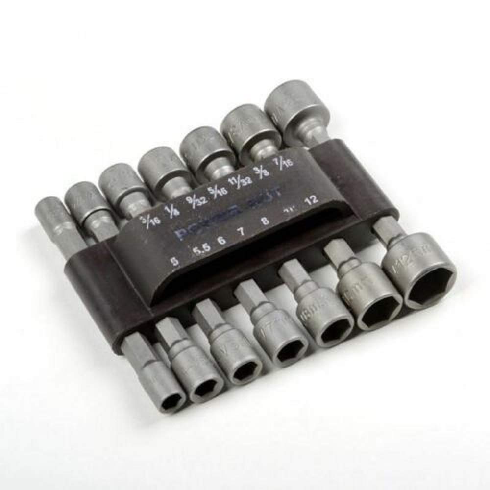 14-Piece Power Nut Driver Set - Dual Metric (MM) & Standard SAE 1/4