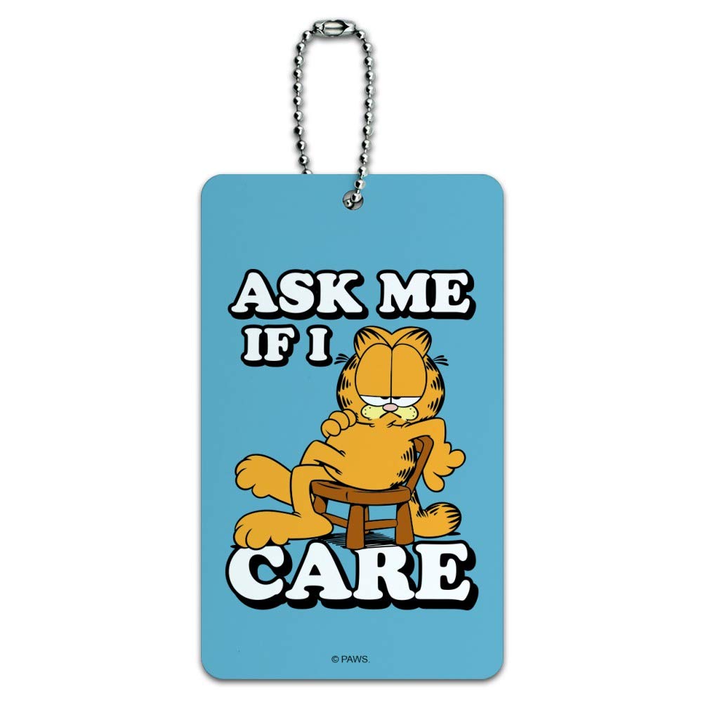 Garfield Ask Me If I Care Luggage Tag - Funny Suitcase ID Tag for Carry-On Bags | Perfect for Travel, Vacation & Airplane Identification