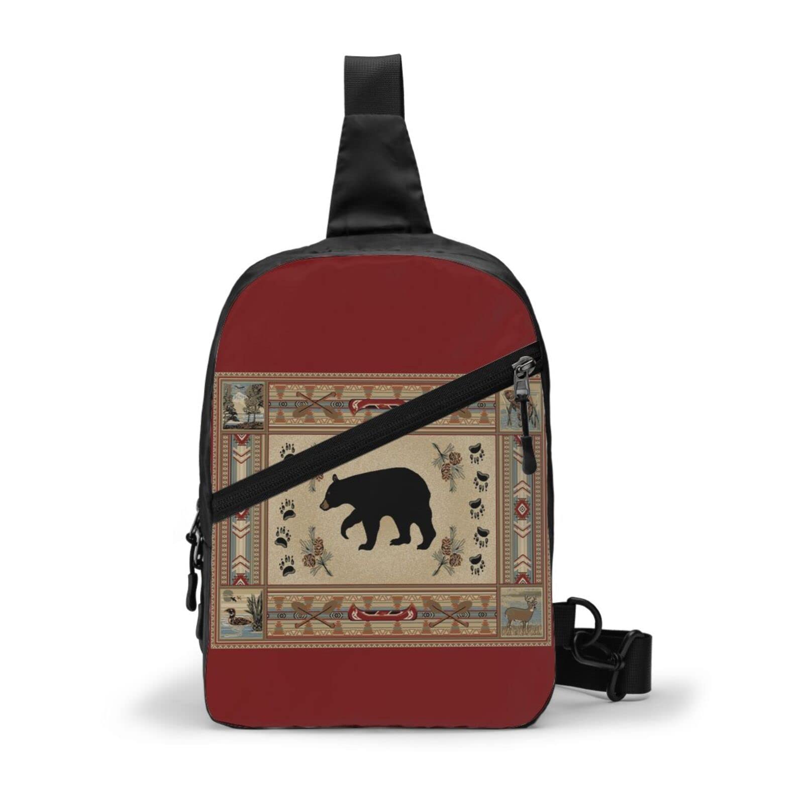 Woodland Bear Sling Crossbody Backpack - Lightweight Shoulder Bag for Men & Women - Perfect for Hiking, Travel, Cycling & Outdoor Adventures