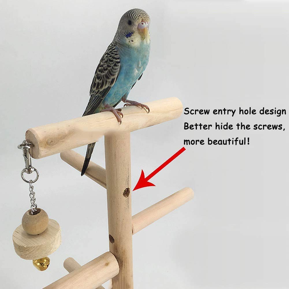 Premium Wooden Parrot Playstand with Ladder, Feeder Cups & Toys - Bird Play Gym for Exercise & Fun - Perfect for Macaws, Cockatoos & Large Parrots - Indoor & Outdoor Bird Activity Center