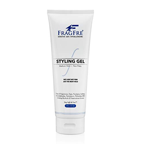 FRAGFRE Fragrance-Free Hair Styling Gel 8 oz - Medium Hold Hypoallergenic Gel for Sensitive Skin - Paraben Free, Gluten Free, Vegan & Cruelty Free - For Men, Women & Kids - Perfect for Daily Styling, Sensitive Scalp Care & All Hair Types