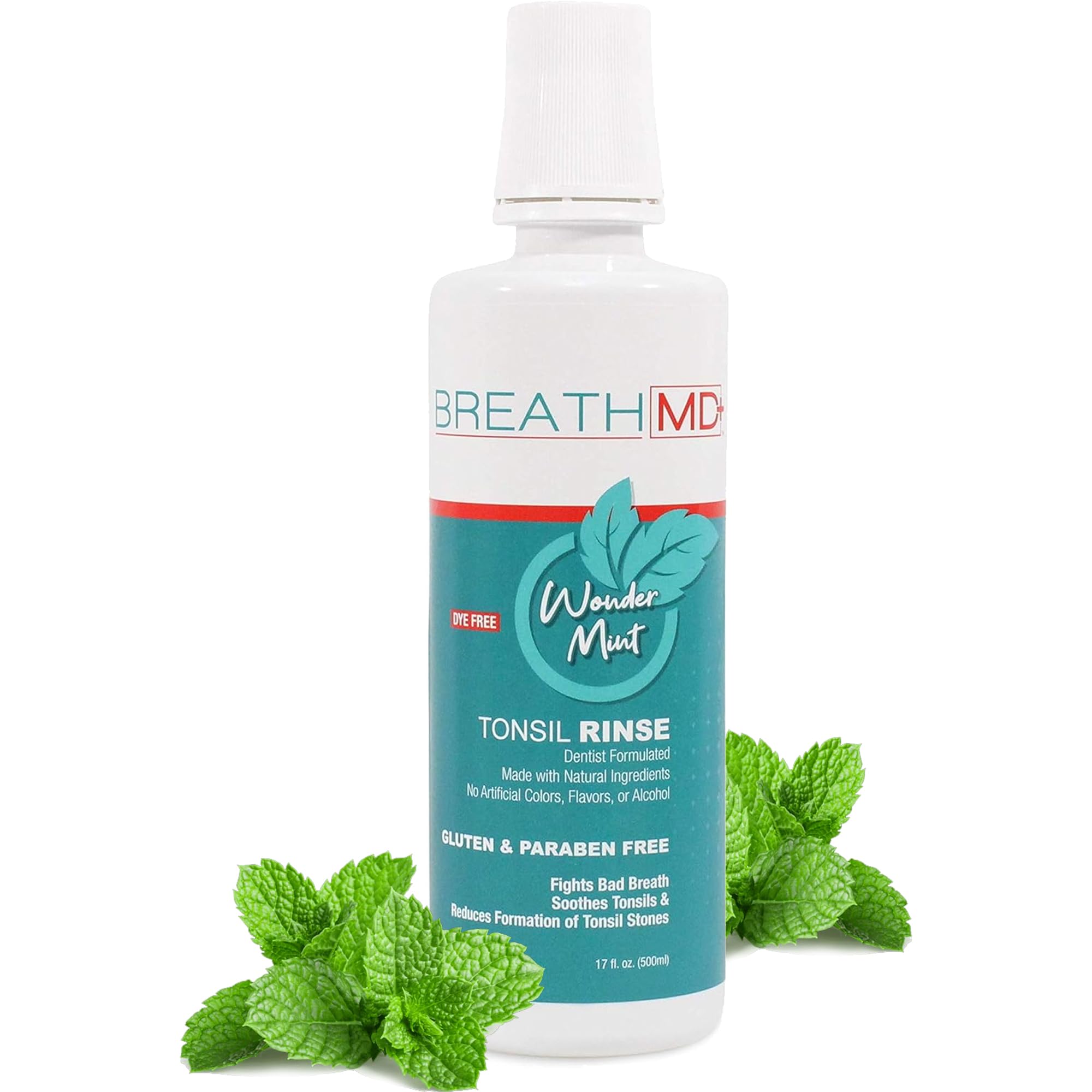 Natural Tonsil Stone Remover & Bad Breath Treatment Mouthwash - Dentist Formulated, Alcohol-Free, Dye-Free, Gluten-Free - Wonder Mint Flavor - Made in USA - Freshens Breath & Prevents Tonsil Stones for Daily Oral Care