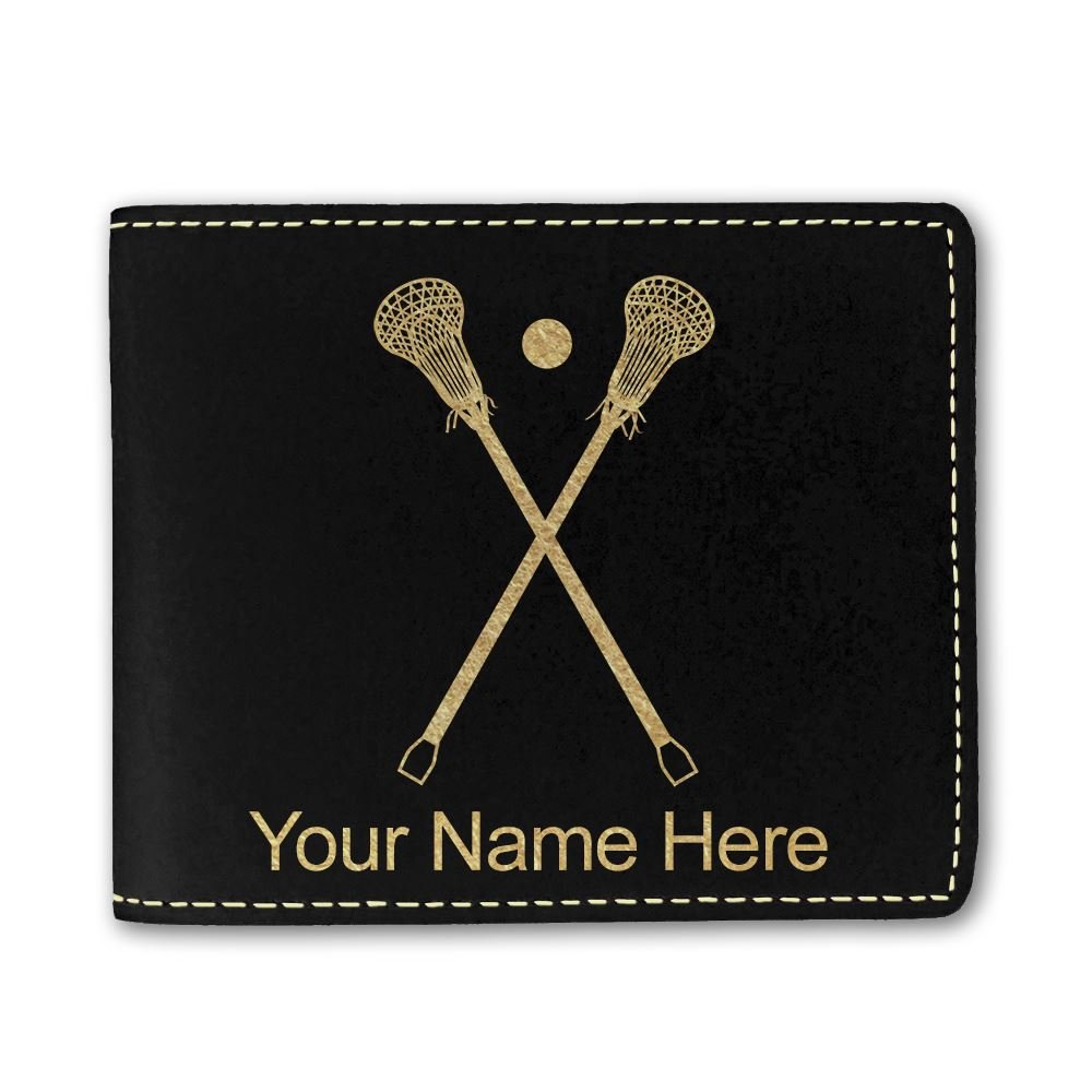 Genuine Faux Leather Wallet with Personalized Engraving & Premium Lacrosse Sticks - Perfect for Gifts, Sports & Everyday Use