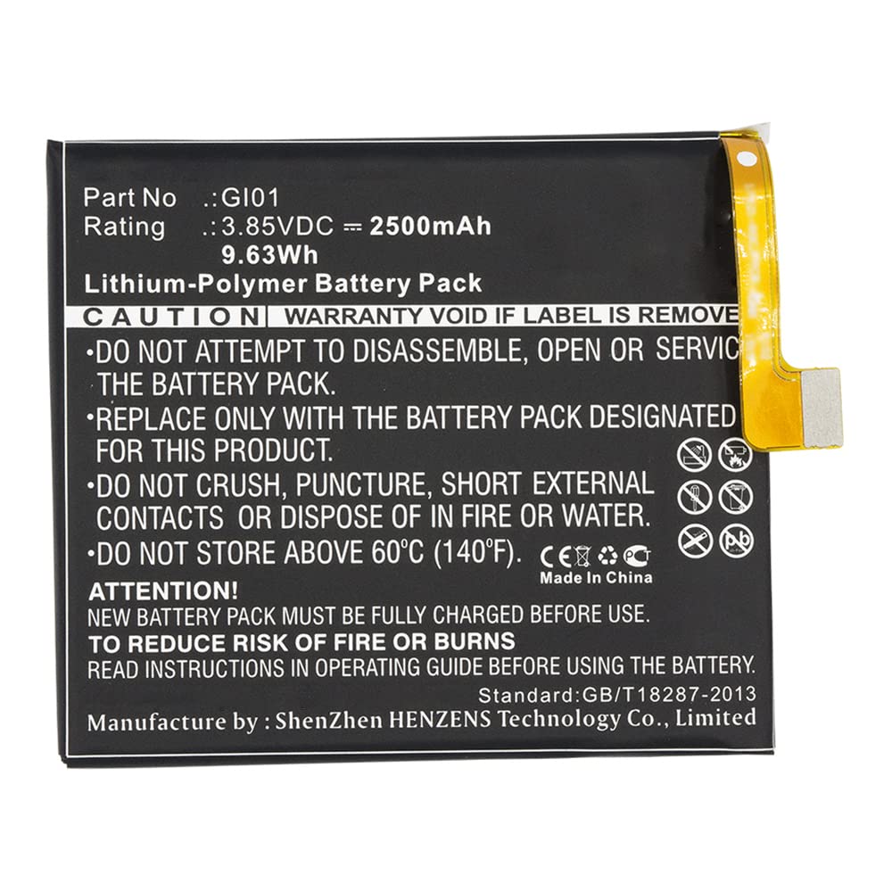 Synergy Digital Replacement Battery for Gigaset ME Phone - 2500mAh High Capacity Li-Polymer Battery (3.85V) - Compatible with Gigaset GI01 - Perfect for Extended Usage & Travel