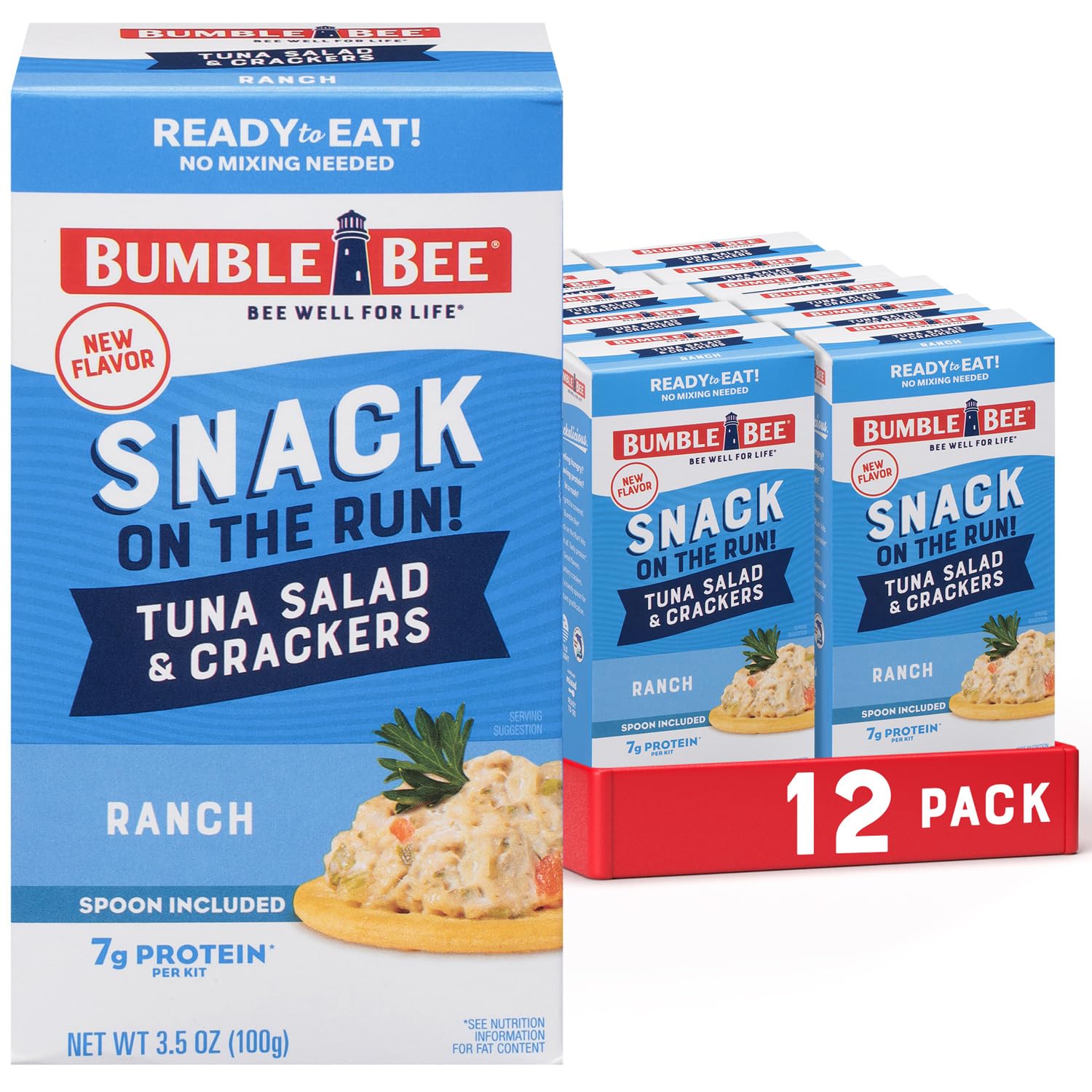 Bumble Bee Ranch Tuna Salad with Crackers Kit - 12 Pack (3.5oz Each) | Wild Caught, Shelf-Stable Protein Snack | Ready-to-Eat with Spoon Included | Perfect for Office Lunch, Hiking & Emergency Food Supply