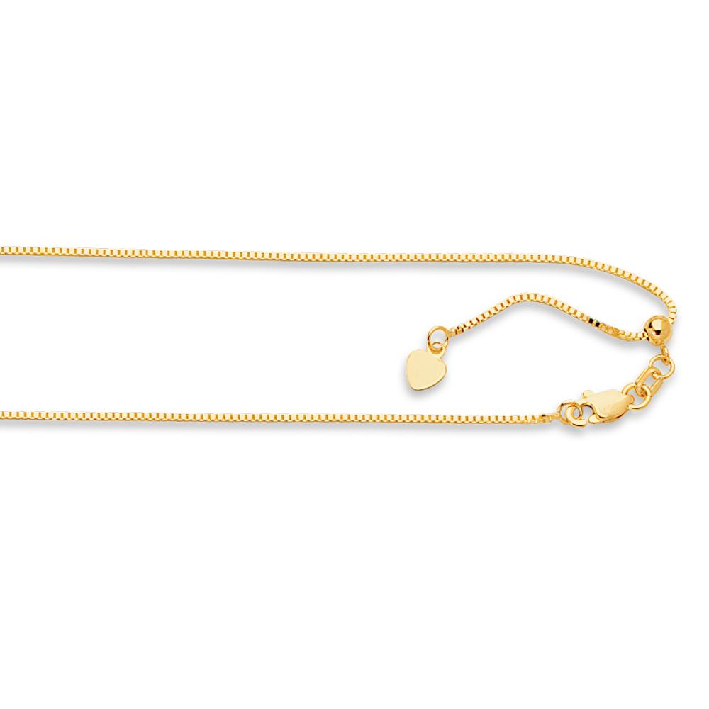 14K Gold 0.85mm Adjustable Box Chain Necklace - Dainty & Elegant Jewelry for Women - Perfect for Layering, Gifts & Everyday Wear