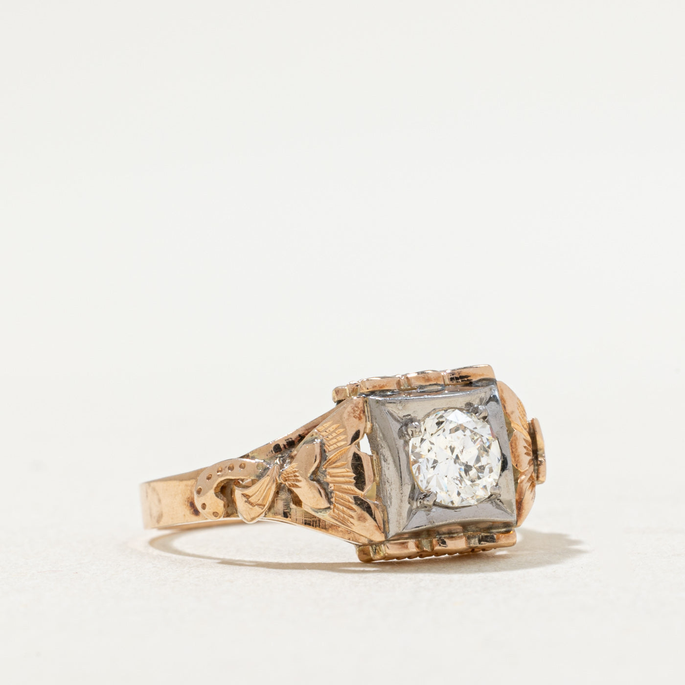 Antique Old European Cut Diamond Engagement Ring 0.37ct Size 6.25 - Vintage Wedding Ring for Proposal, Anniversary & Special Occasions