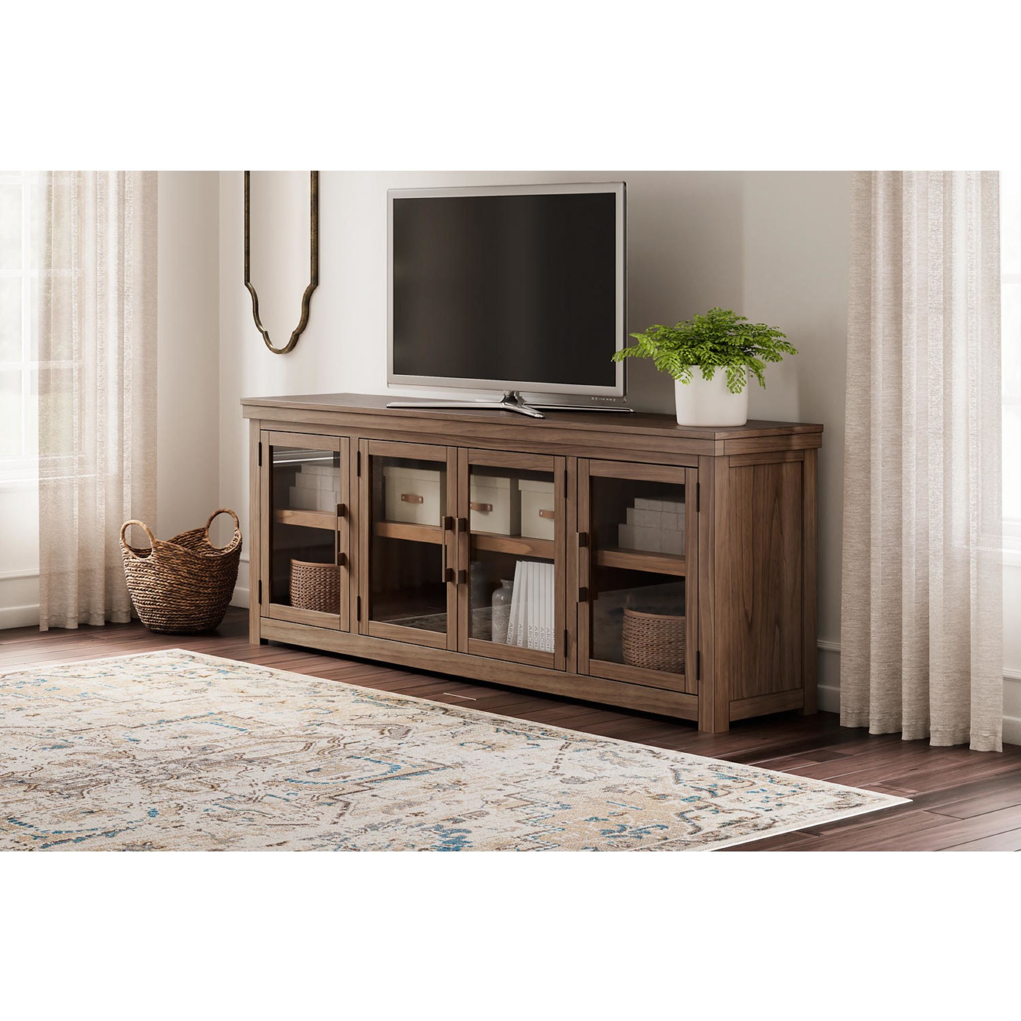Boardernest TV Stand for Living Room - Modern Brown TV Console with Storage Shelf, Perfect for Flat Screen TVs up to 65 inches - Ideal for Home Theater & Entertainment Centers