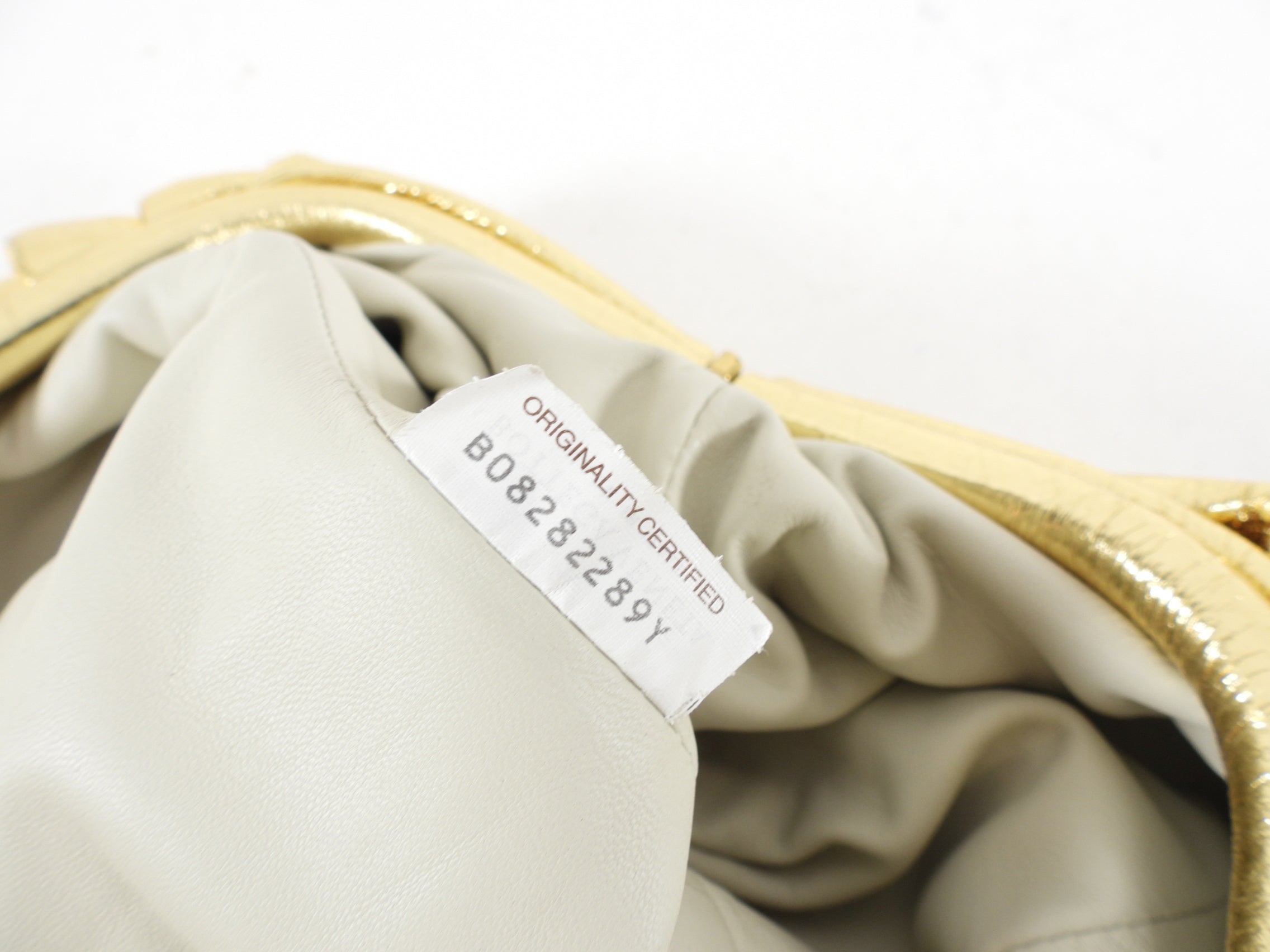Bottega Veneta Oro Gold Large Leather Wrinkle Pouch Clutch Bag - Luxury Evening Clutch for Parties, Weddings & Special Events