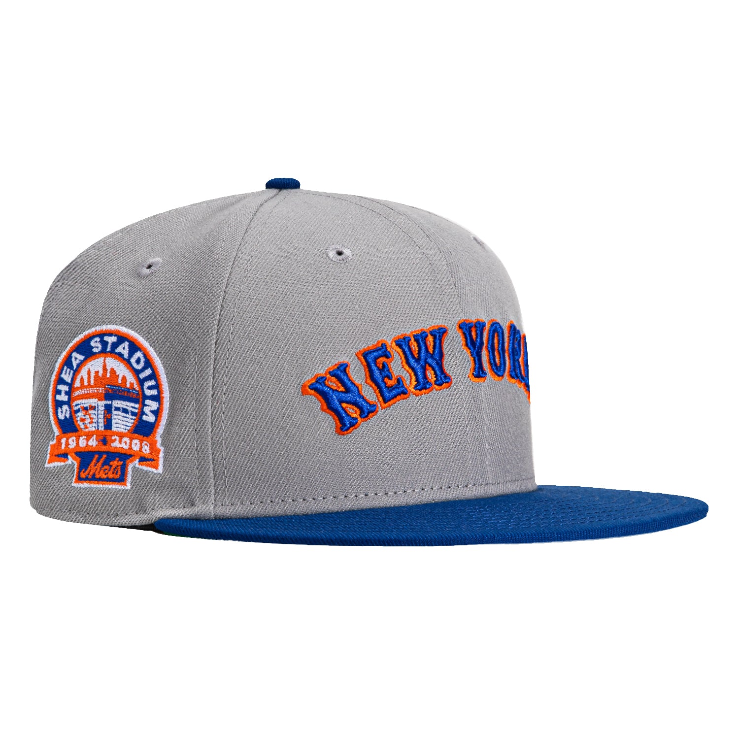 New Era 59Fifty New York Mets Shea Stadium Patch Snapback Hat - Grey & Royal Blue Baseball Cap for Men - Perfect for MLB Games, Sports Events & Streetwear Fashion