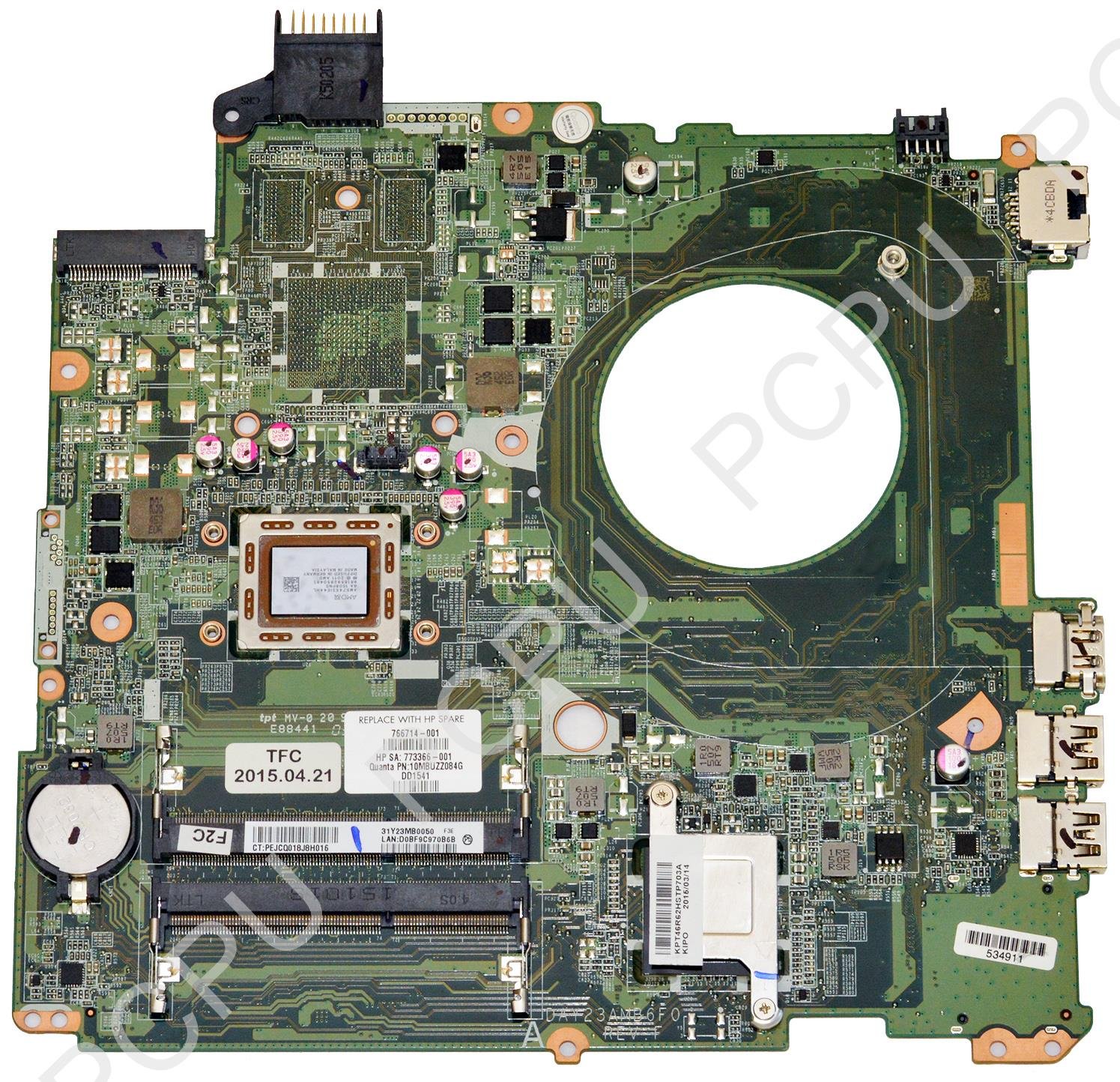 HP Pavilion 15-P 766714-001 Laptop Motherboard with AMD A10-5745M 2.1GHz Processor - Replacement Part for HP Pavilion 15-P Series Laptops, DIY Repair & Upgrade Solution