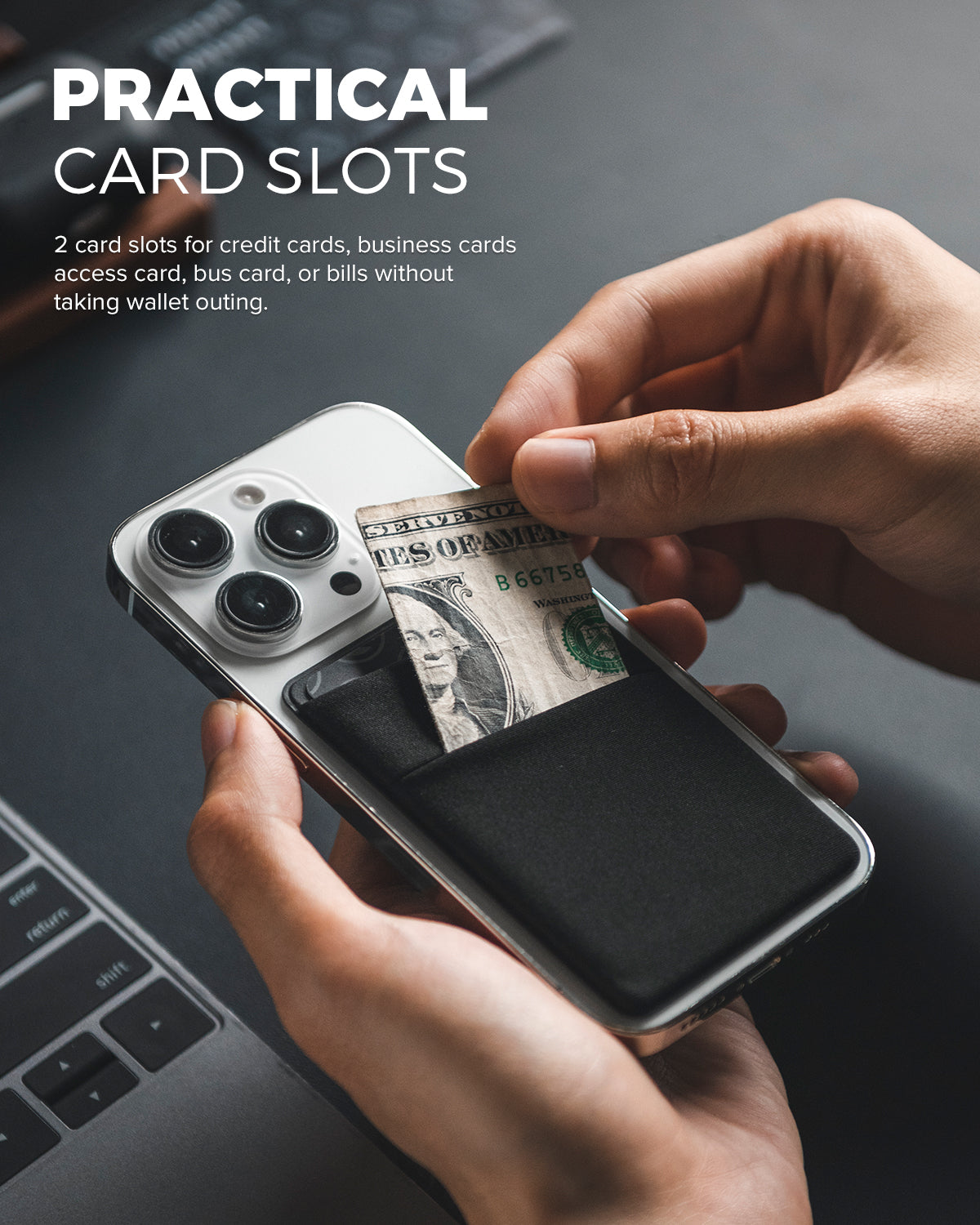 VPA105 Slim Elastic Adhesive Phone Card Holder - Sticky Pocket for Credit Cards, IDs & Cash - Perfect for Phones, Wallets & Travel Accessories
