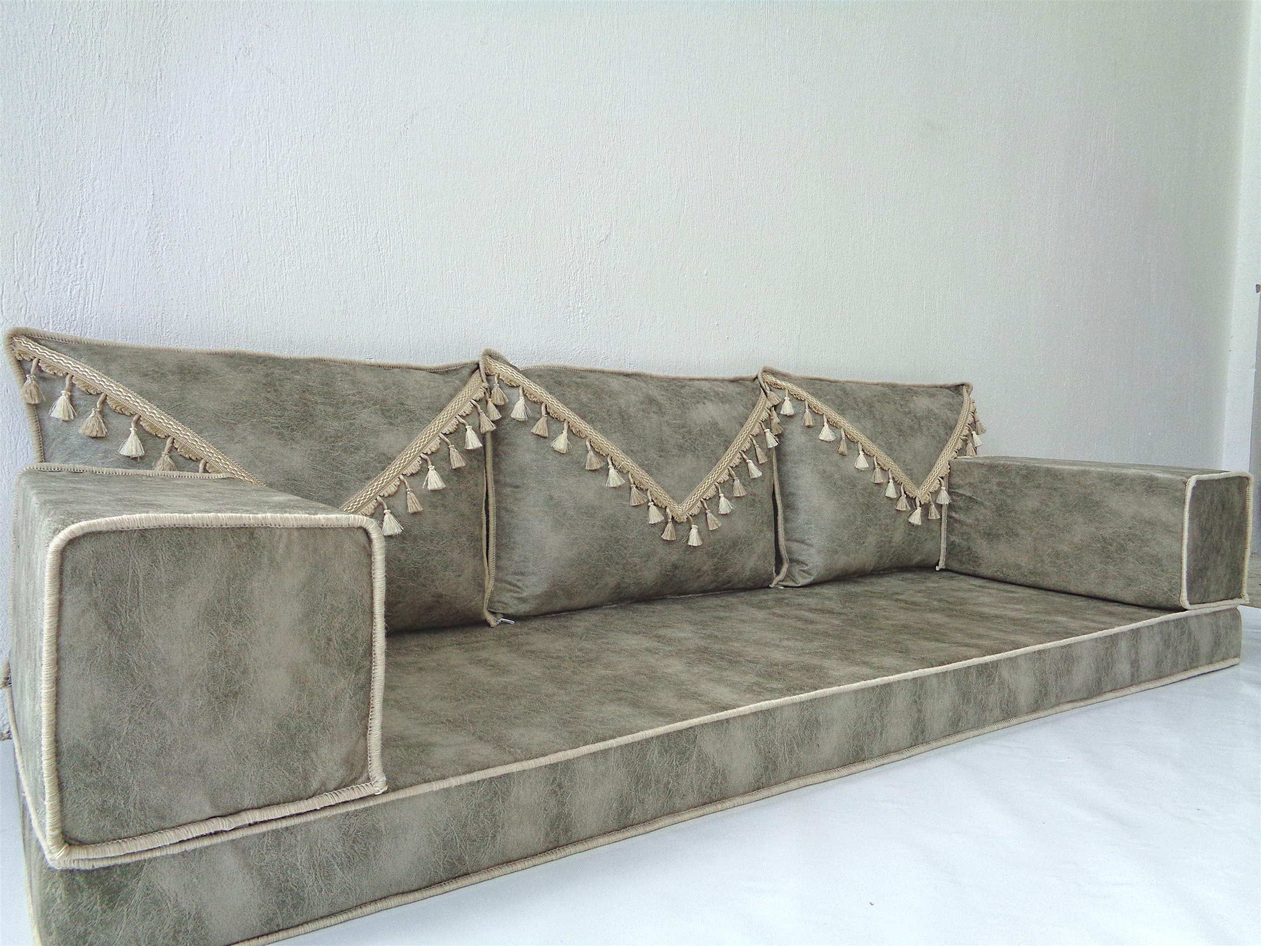 Comfortable Floor Seating Sofa with Pallet Cushions - Modern Living Room, Patio & Balcony Furniture - Oriental Style Arabic Couches & Bench Cushions for Relaxing, Meditation & Social Gatherings
