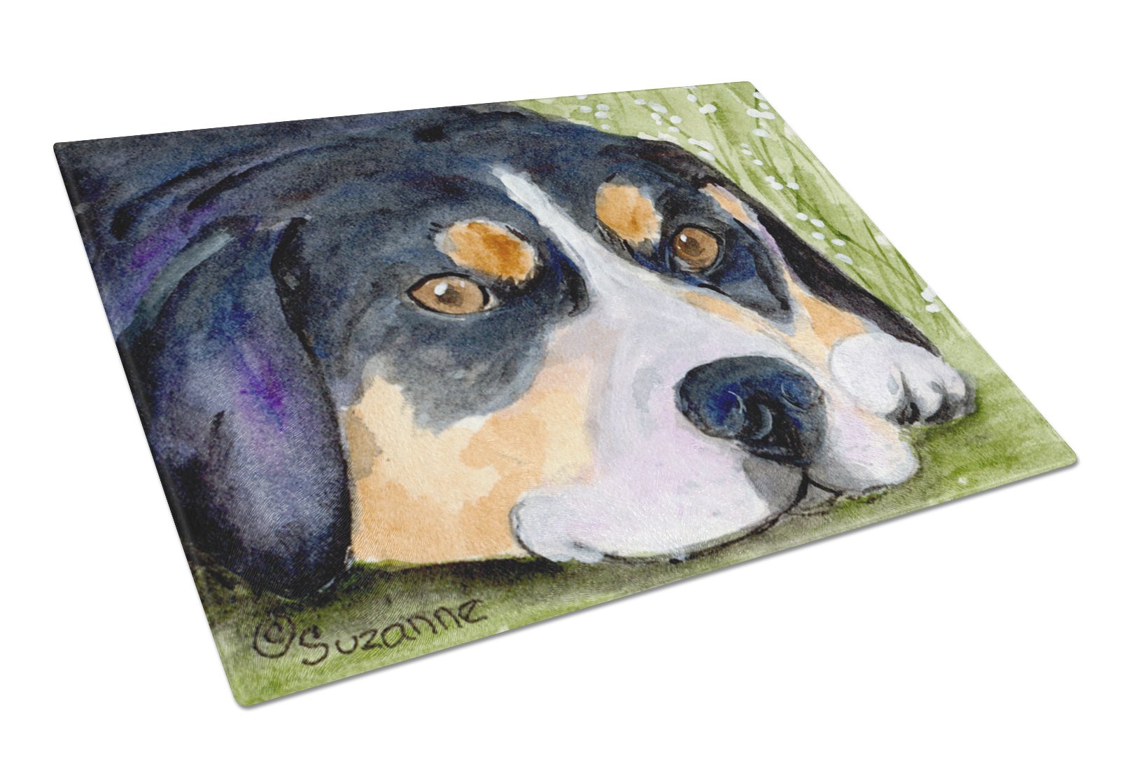 Entlebucher Mountain Dog Tempered Glass Cutting Board - Large Decorative Kitchen Chopping & Serving Board (15x11 Inches) - Durable Scratch-Resistant Surface for Food Prep, Charcuterie & Party Serving