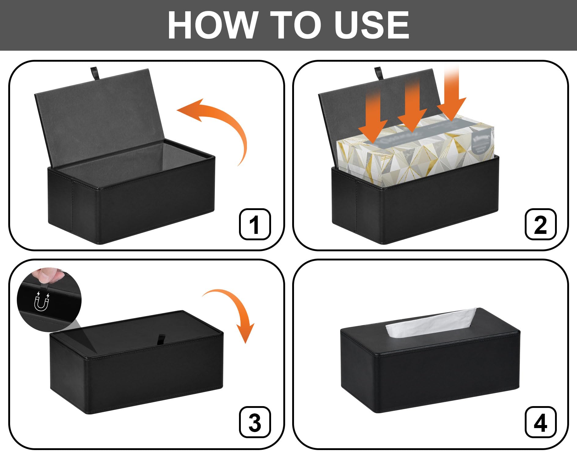 Elegant PU Leather Tissue Box Cover 9.8