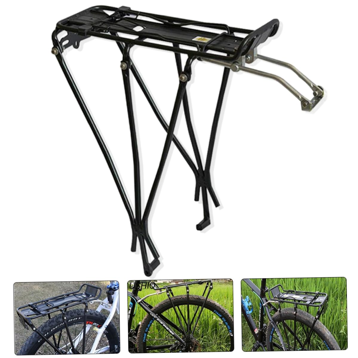 Heavy Duty Aluminum Alloy Rear Bike Rack - Universal Bike Carrier with Bolt-On Mounting - Waterproof Mountain Bike Cargo Rack for Bicycle Accessories - Perfect for Commuting, Grocery Hauling & Outdoor Adventures