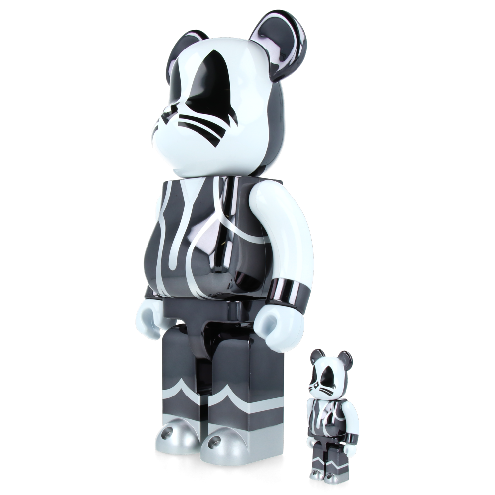 100% & 400% Bearbrick Kiss Catman Chrome Version Collectible Art Toy - Perfect for Display in Home, Office or Anime Collections