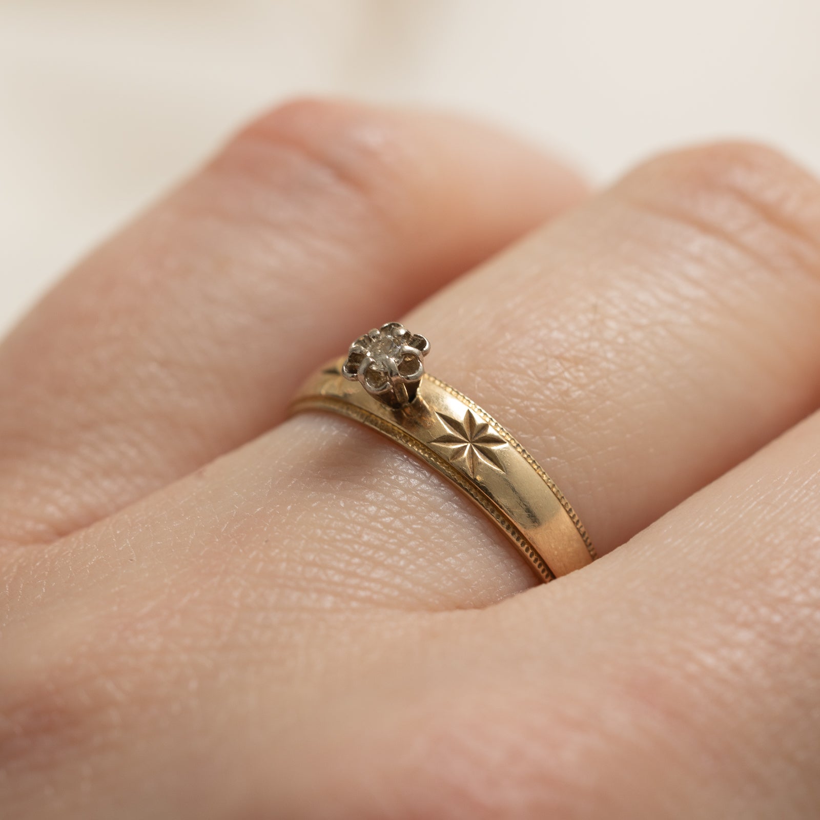 0.03ct Belcher Set Diamond Ring - Size 6 | Elegant & Dainty Wedding Band, Engagement Ring for Women | Perfect for Proposals, Anniversaries & Special Occasions