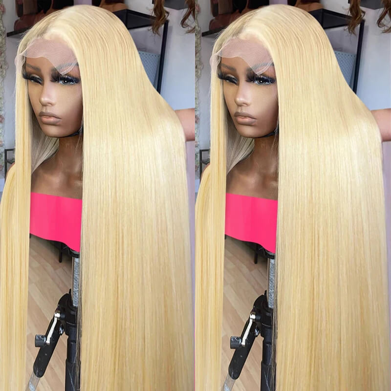 Eullair #613 Blonde Straight Lace Front Wig - Human Hair Transparent Lace Wig Dye Friendly | Perfect for Cosplay, Daily Wear & Party Hairstyles