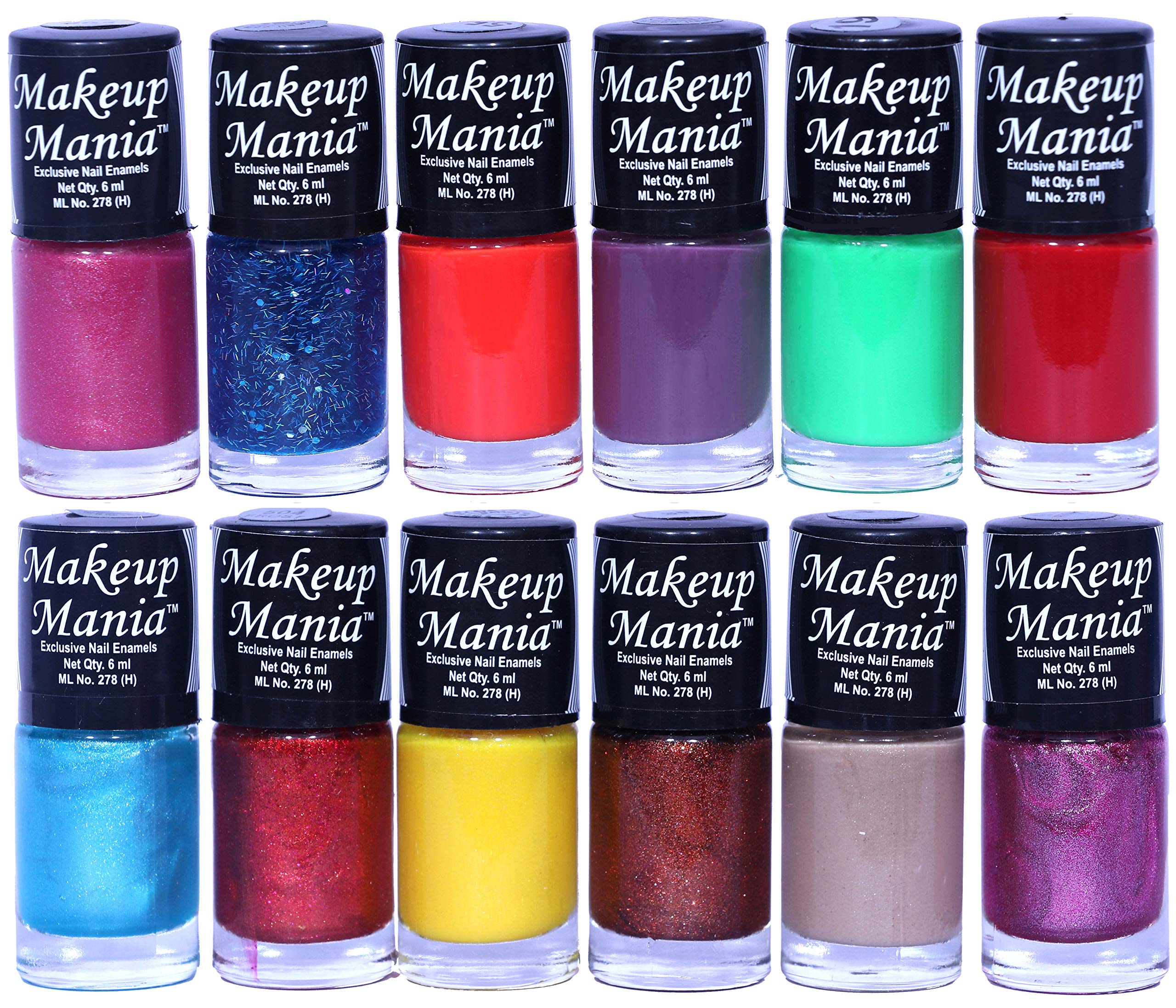 Makeup Mania 12-Piece Nail Polish Set - 6ml Each (Multicolor Combo #106) - Long Lasting, Non-Toxic Nail Paint for Women - Perfect for Parties, Weddings & Daily Nail Art