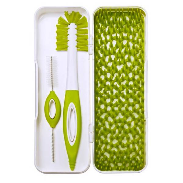 Boon Trip Travel Drying Rack & Bottle Brushes Set - Portable Dish Rack for Baby Bottles, Utensils & Travel Accessories - Compact Drying Station for Kitchen, Camping & RV Trips