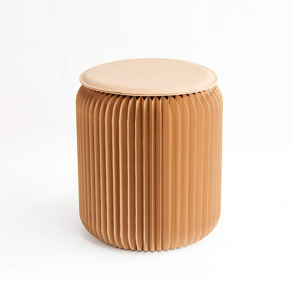 Modern Portable Folding Kraft Paper Stool - Lightweight Collapsible Chair with Round Paper Seat & Cushion - Perfect for School, Kitchen, Living Room & Dining Room - Great for Small Spaces, Outdoor Picnics & Temporary Seating