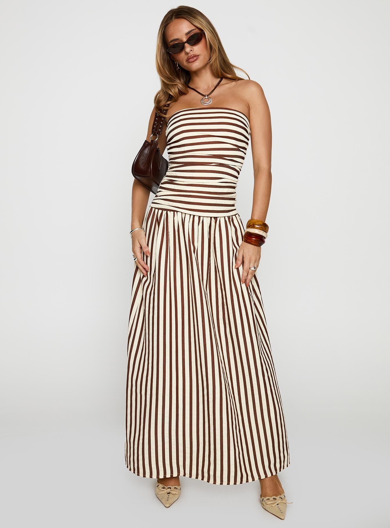 Adessa Strapless Maxi Dress for Women - Flowy Summer Beach Dress with Side Slit, Elegant Evening Gown for Weddings, Parties & Vacations