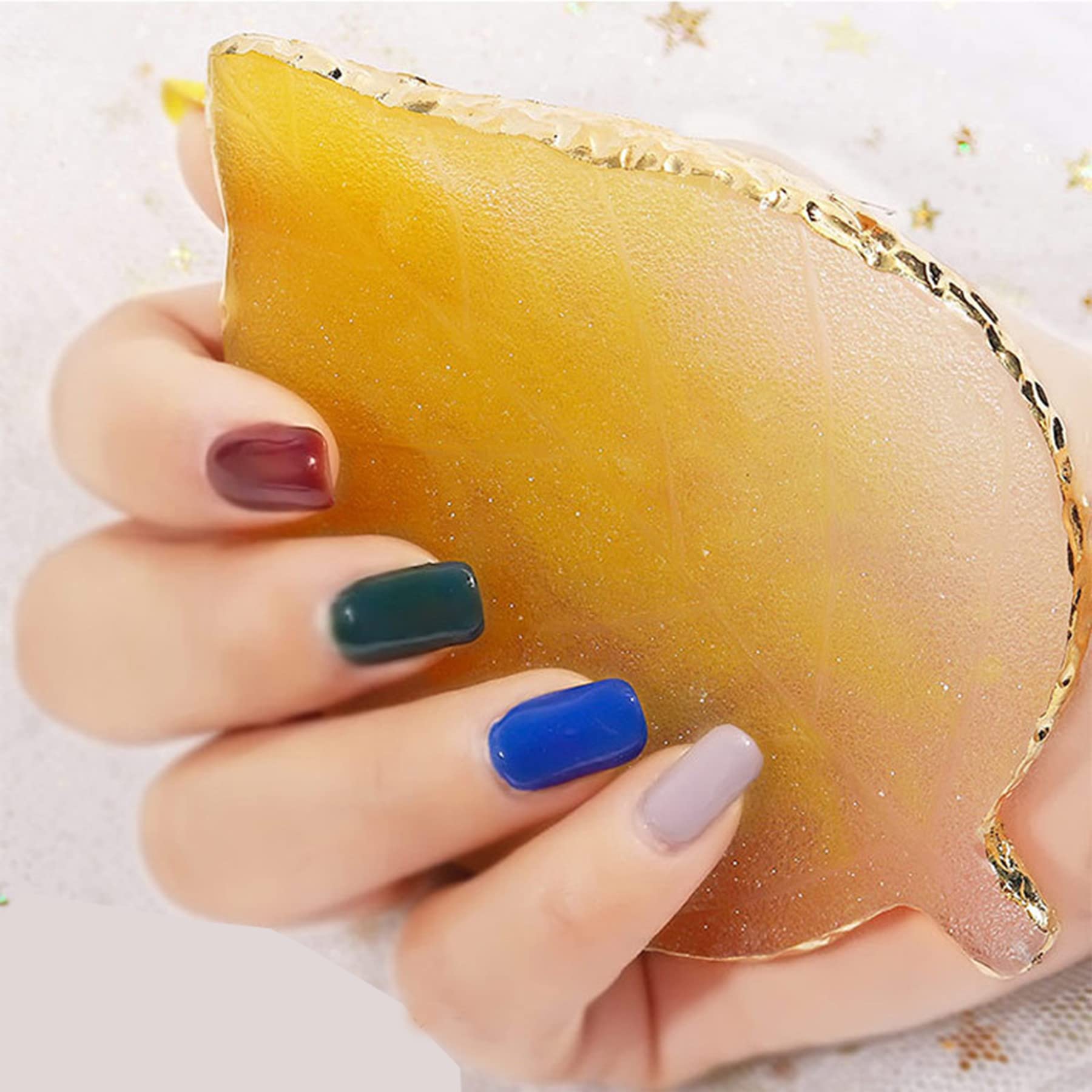 Professional Nail Art Palette - Nail Polish Mixing Plate, Makeup Palette for Nail Tips & Art Display (Yellow Leaf) | Perfect for Salon, DIY Manicure & Nail Art Design
