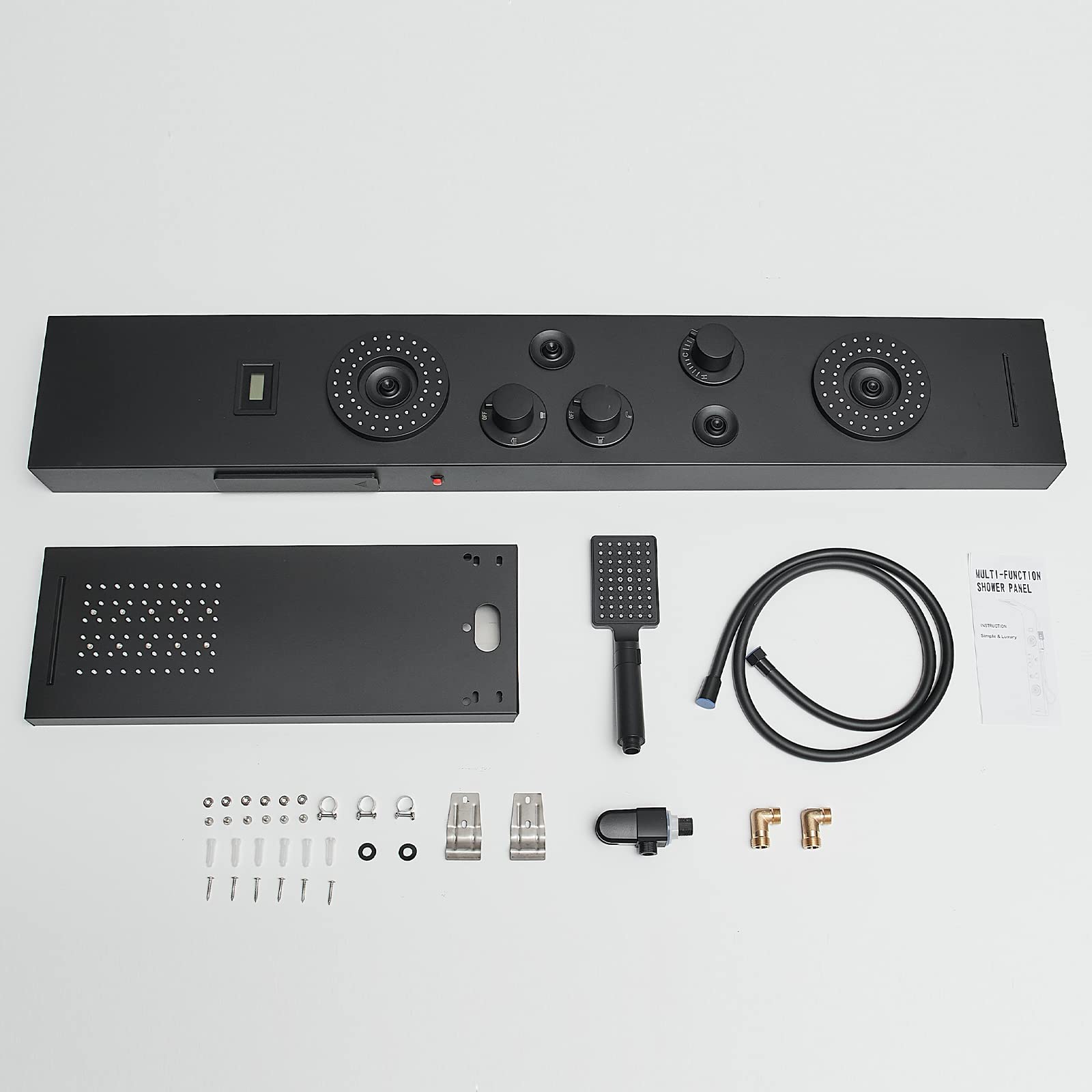 LED Rainfall Shower Panel System - 6 Function Wall Mounted Shower Tower with Handheld Spray, Body Jets & Temperature Display | Perfect for Spa-Like Bathroom Experience, Luxury Home Renovation & Relaxing Water Massage