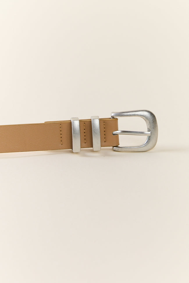 Classic Tan Leather Belt with Silver Buckle for Men & Women | Stylish Casual & Formal Wear Accessory | Perfect for Office, Jeans, Dresses & Everyday Outfits