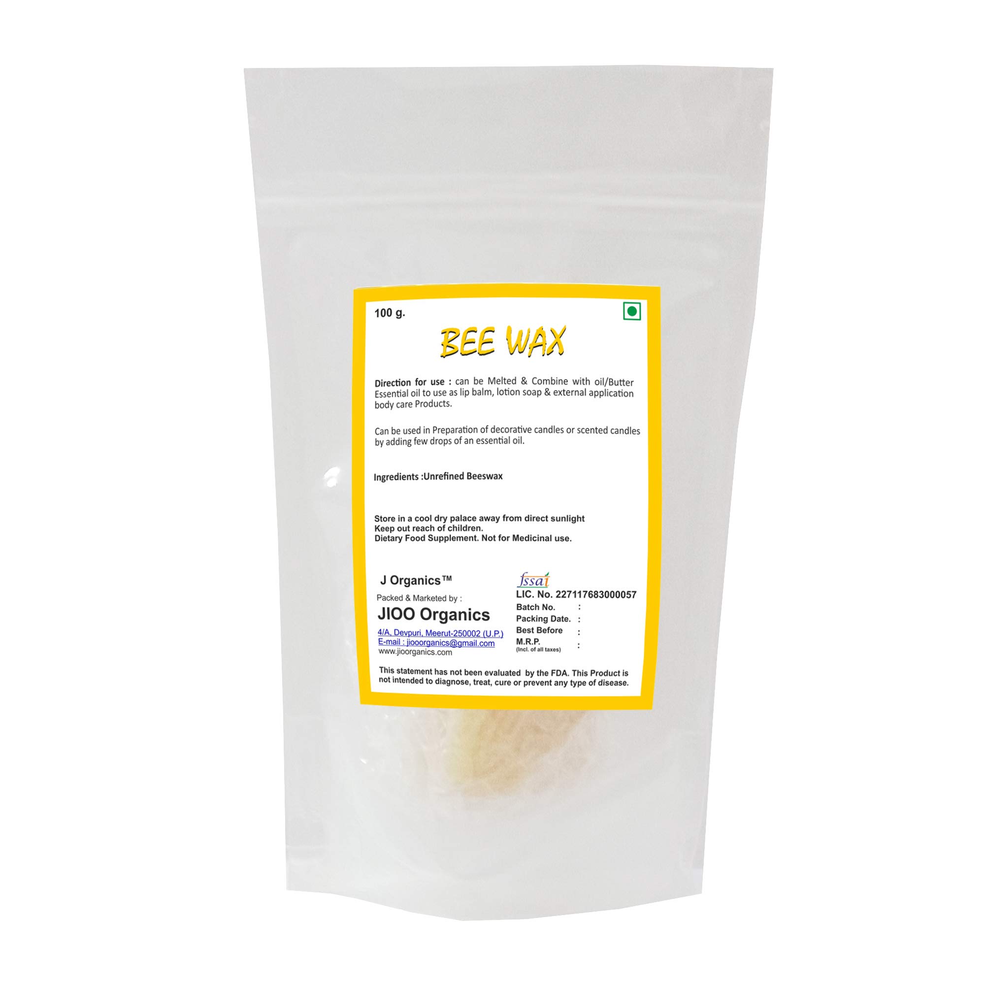 Pure Natural Unrefined Raw Beeswax 100g - Organic Bees Wax for DIY Skin Care, Lip Balm, Body Lotion, Candle Making & Wood Polish - Perfect for Homemade Cosmetics and Craft Projects