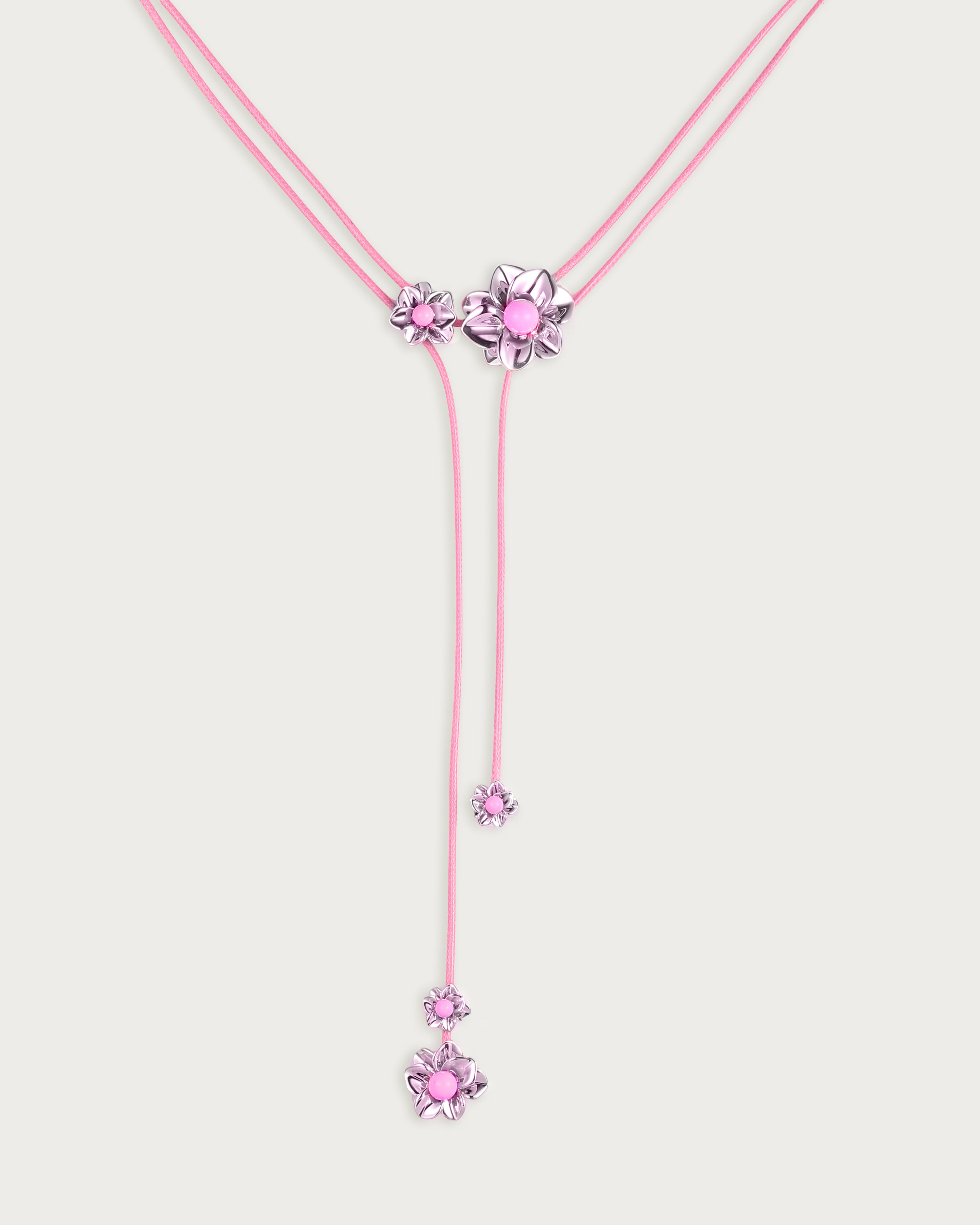 Metallic Pink Cord Necklace for Women - Elegant Adjustable Branchlet Design - Perfect for Casual Wear, Layering & Gift Giving