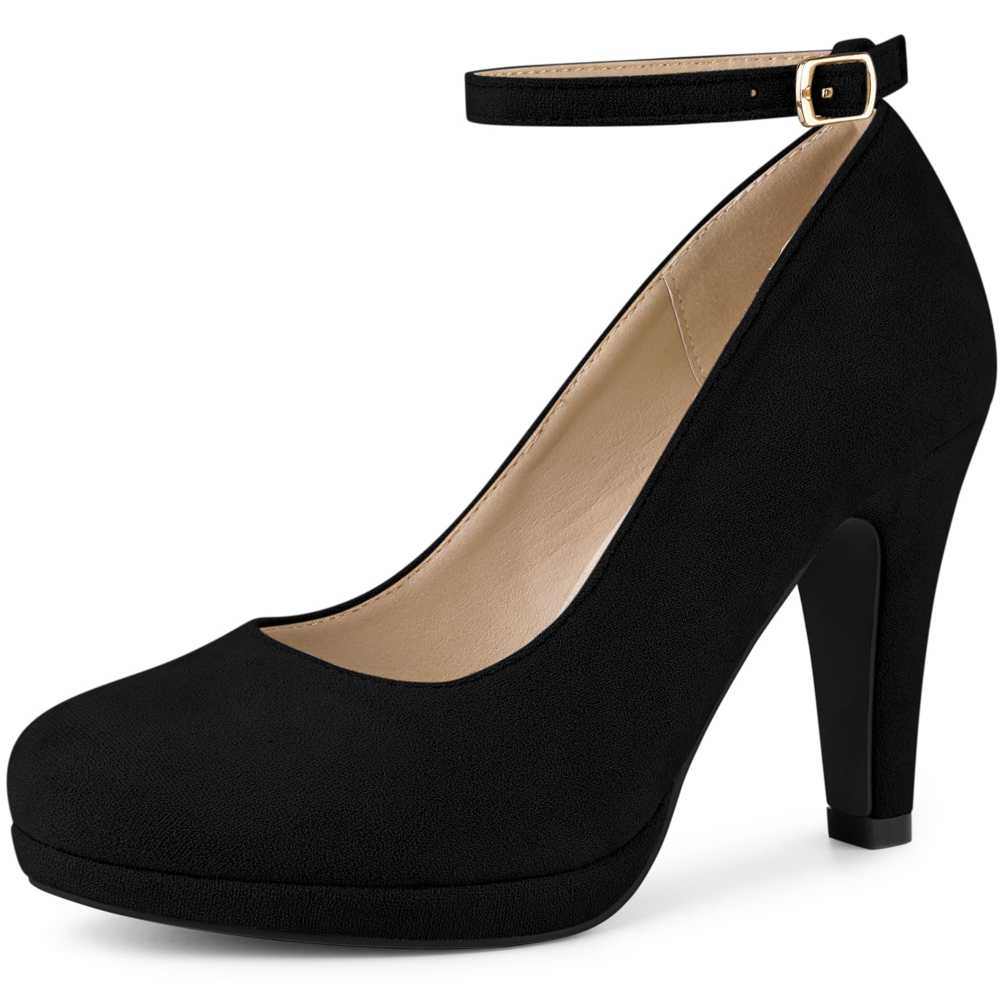 Perphy Women's Mary Jane Pumps - Round Toe Stiletto Heels for Dressy Occasions, Work & Date Nights