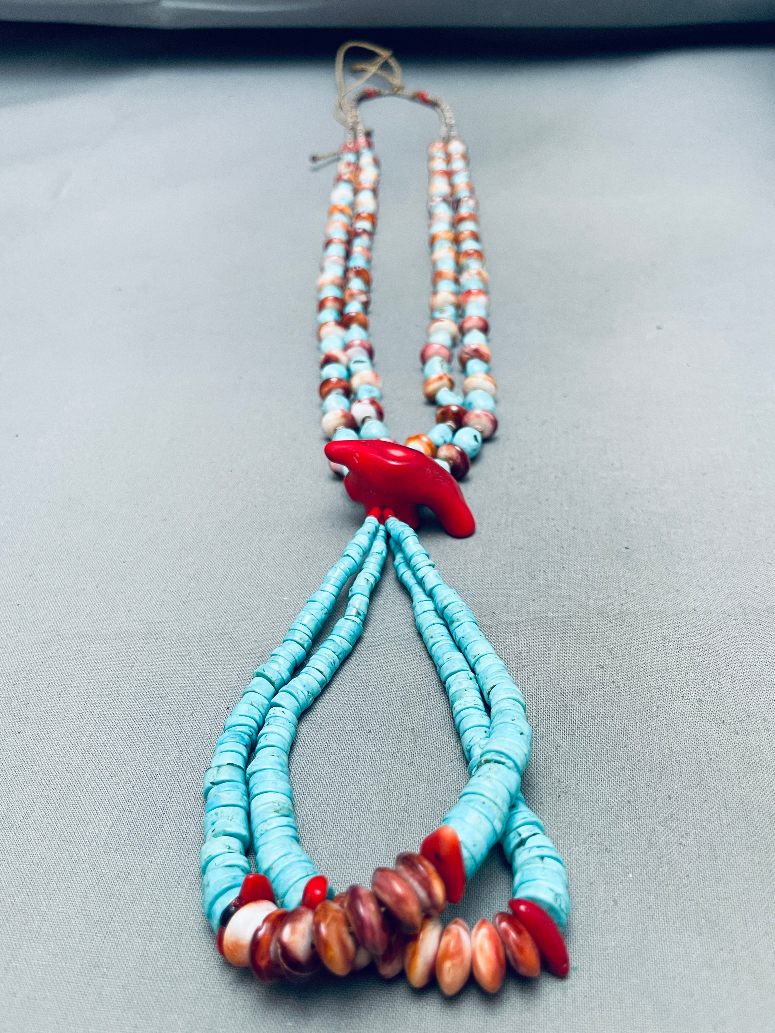 143 Grams Vintage Santo Domingo Turquoise Shell Jacla Necklace