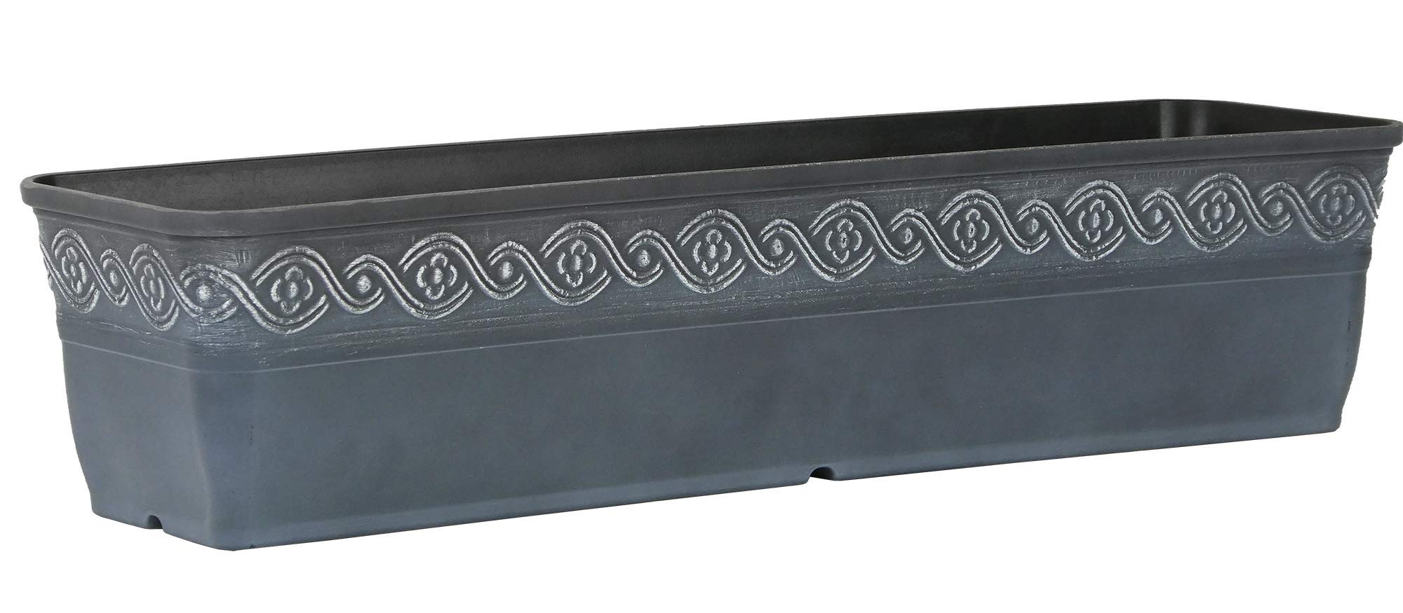 Classic Home and Garden 9418D-515 Corinthian Collection Planter - 18 Inch Decorative Flower Pot Trough in Storm Gray - Perfect for Indoor Plants, Outdoor Garden Decor, and Patio Landscaping